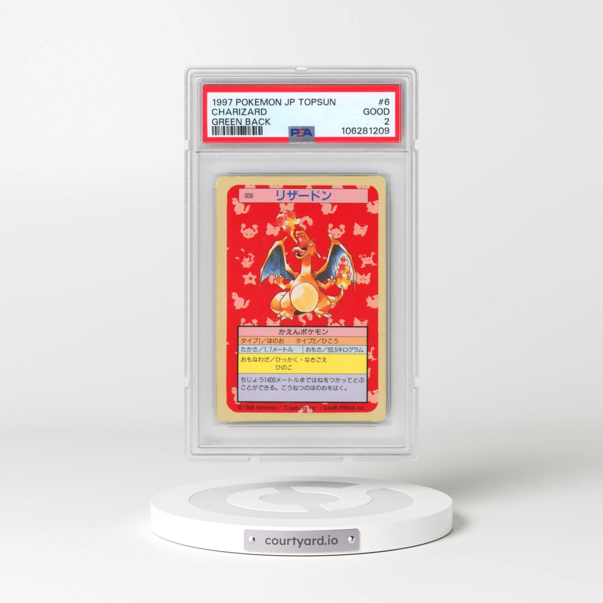 1997 Pokémon Topsun #6 Charizard - Green Back (PSA 2 GOOD)