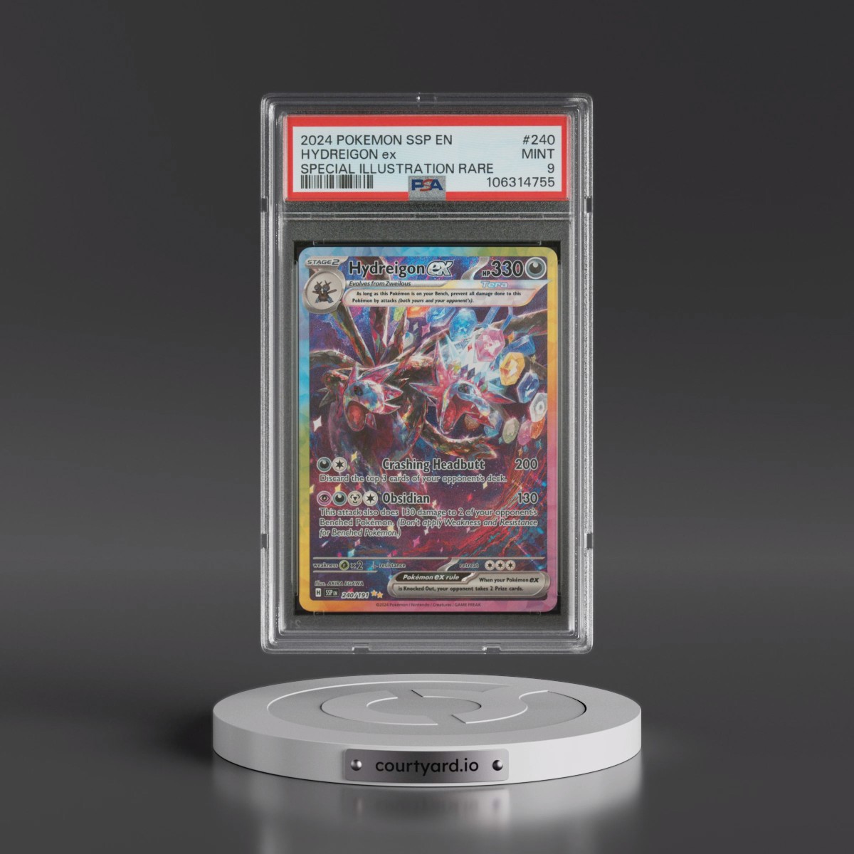 2024 Pokémon Ssp EN-Surging Sparks #240 Hydreigon EX - Holo Special Illustration Rare (PSA 9 MINT)