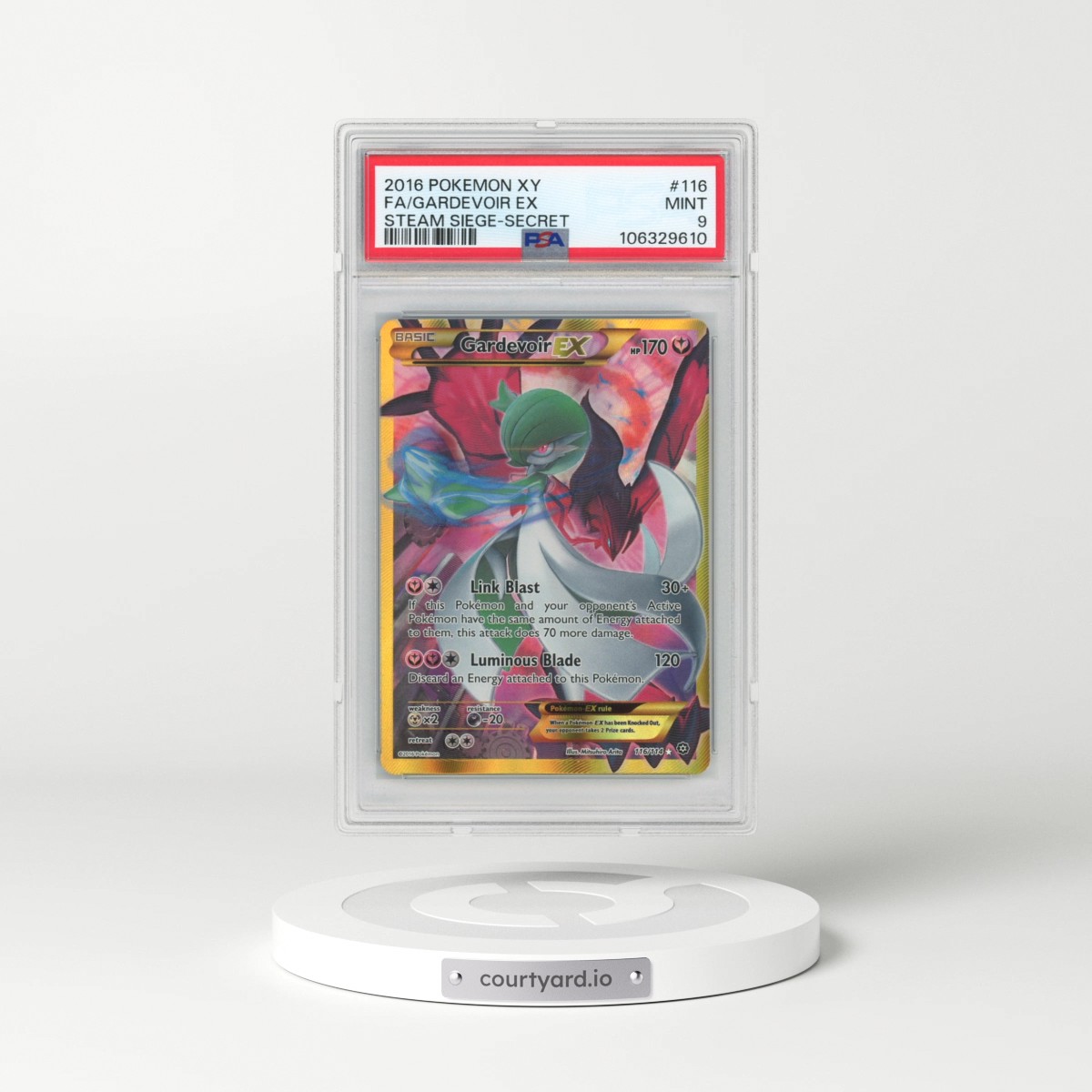 2016 Pokémon XY Steam Siege #116 Gardevoir EX - Holo Full Art Secret (PSA 9 MINT)
