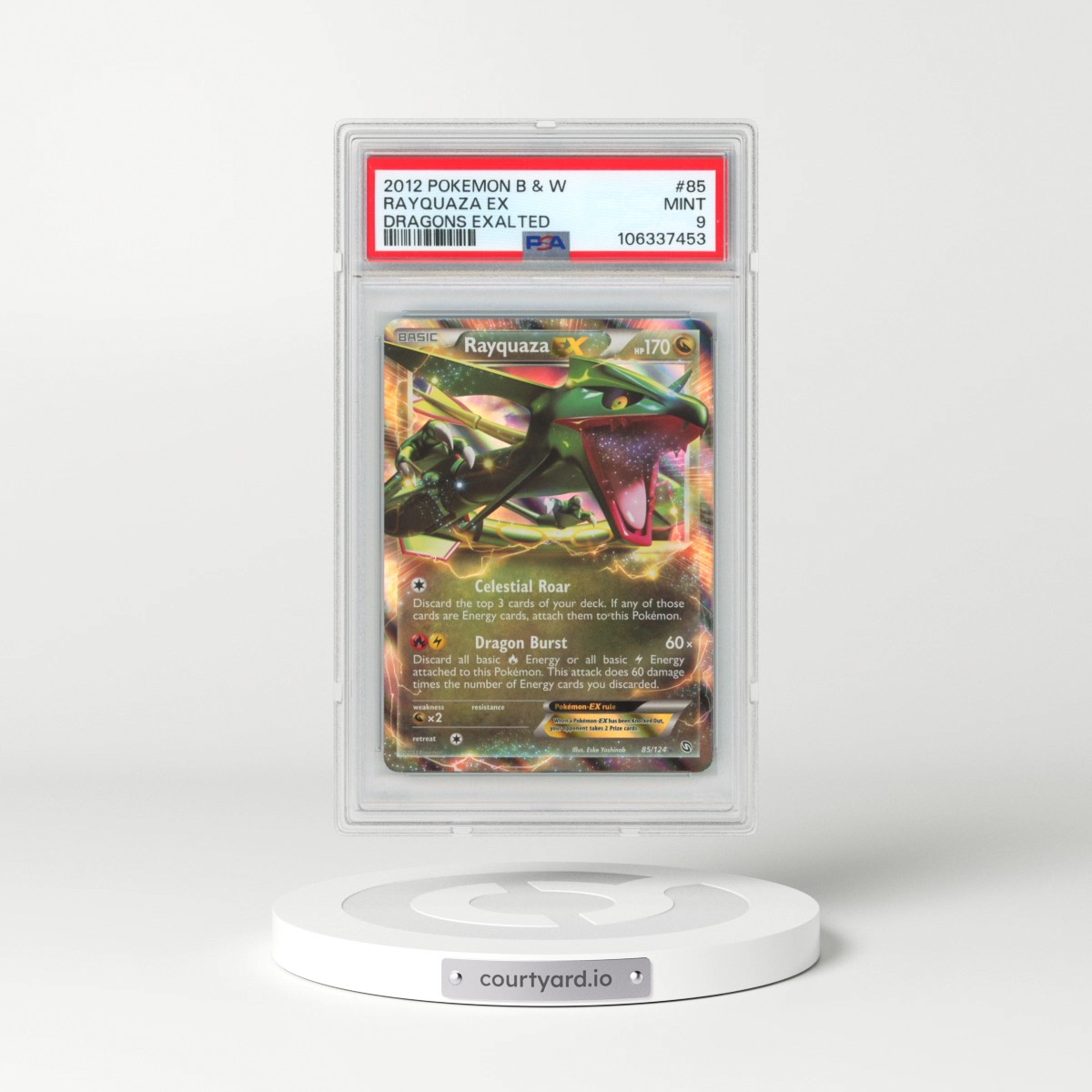 2012 Pokémon Black & White Dragons Exalted #85 Rayquaza EX - Holo (PSA 9 MINT)