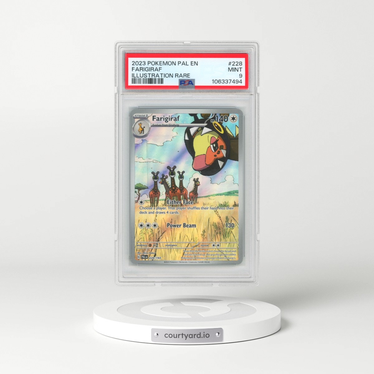 2023 Pokémon Pal EN-Paldea Evolved #228 Farigiraf - Illustration Rare (PSA 9 MINT)