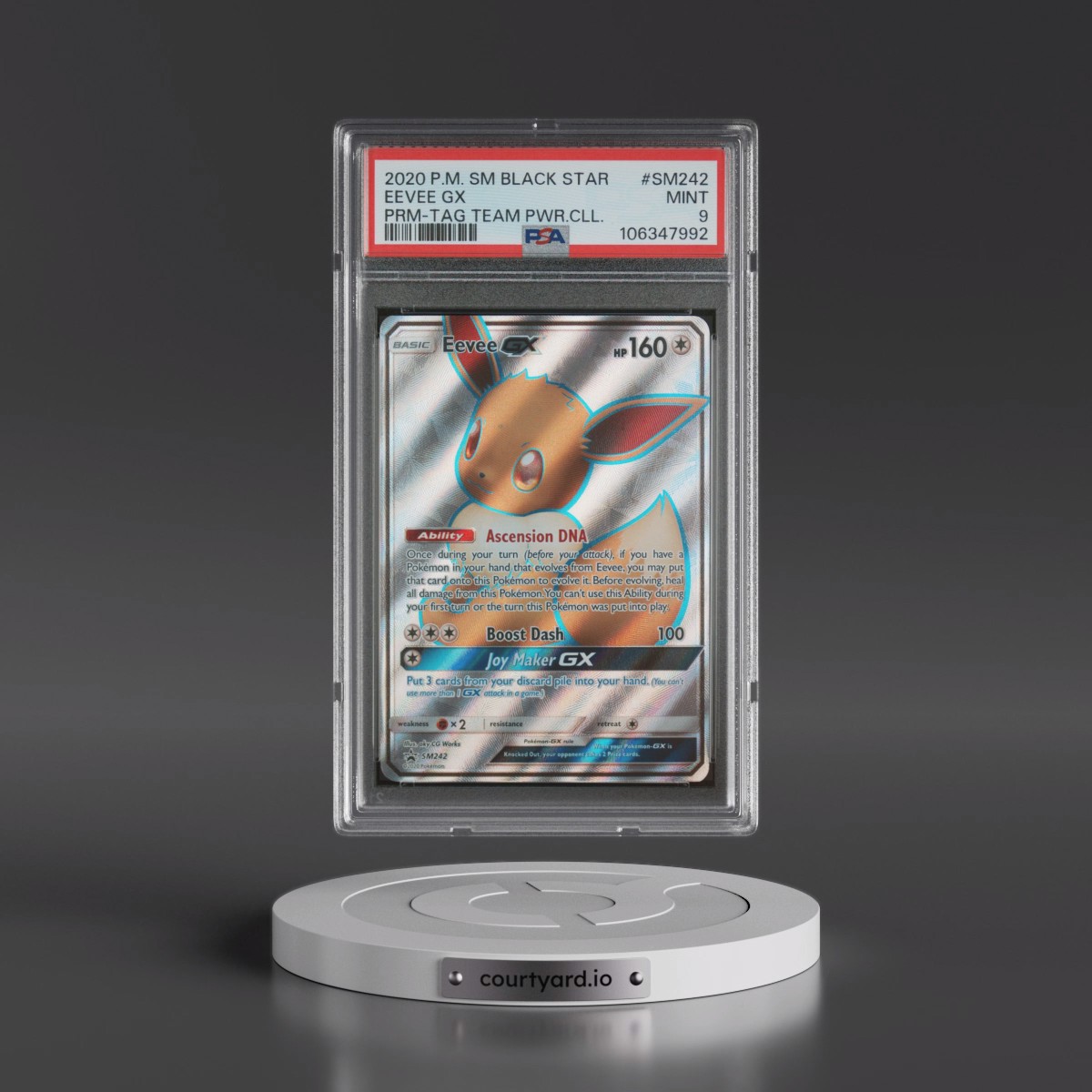 2020 Pokémon SM Black Star Promo #SM242 Eevee GX - Holo Tag Team Powers Collection (PSA 9 MINT)