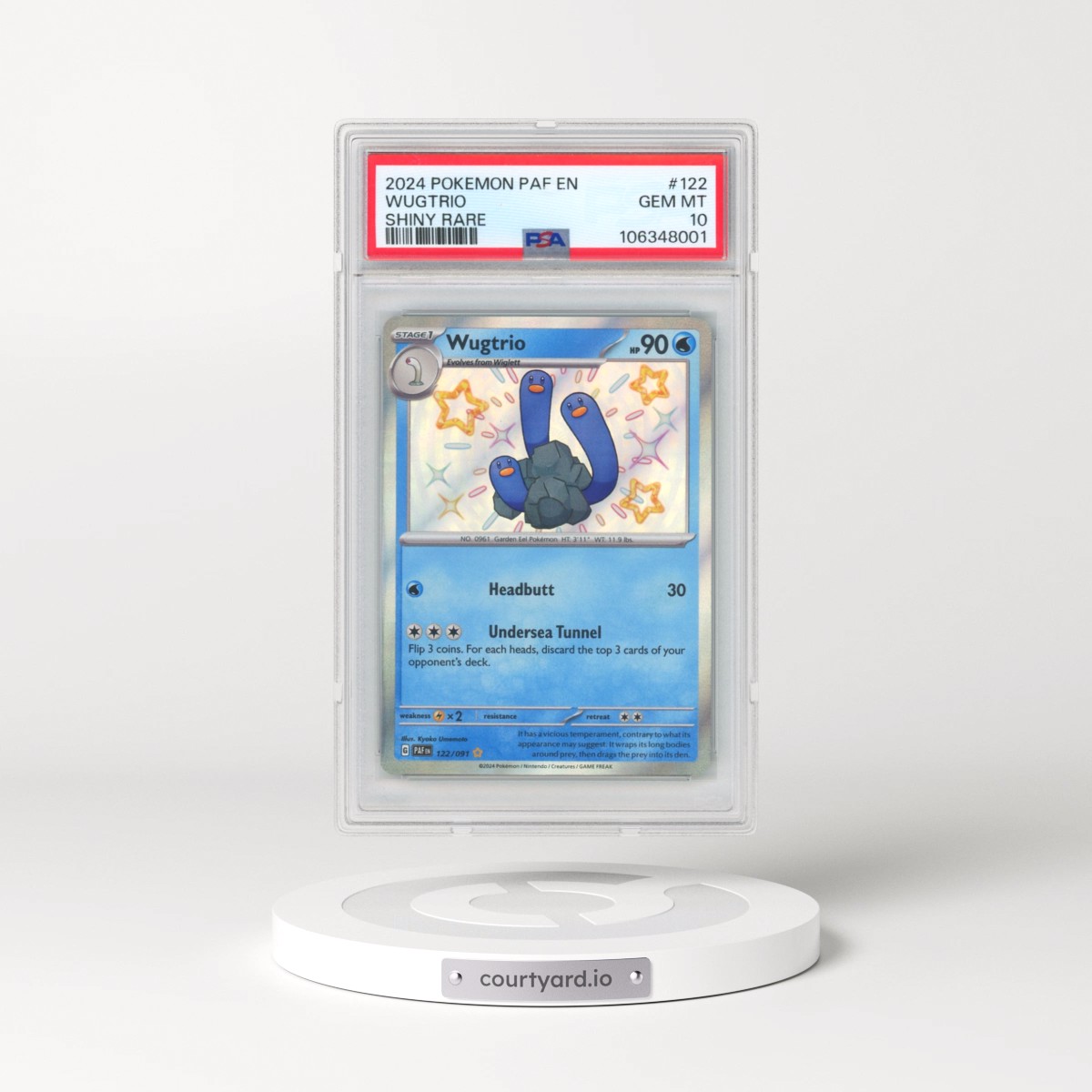 2024 Pokémon Paf EN-Paldean Fates #122 Wugtrio - Shiny Rare (PSA 10 GEM MINT)