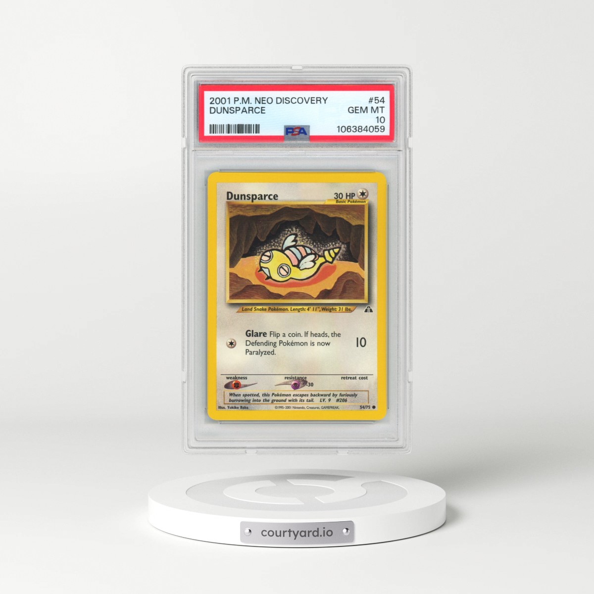 2001 Pokémon Neo Discovery #54 Dunsparce (PSA 10 GEM MINT)