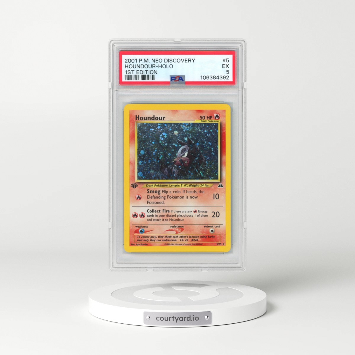 2001 Pokémon Neo Discovery #5 Houndour - 1st Edition Holo (PSA 5 EX)