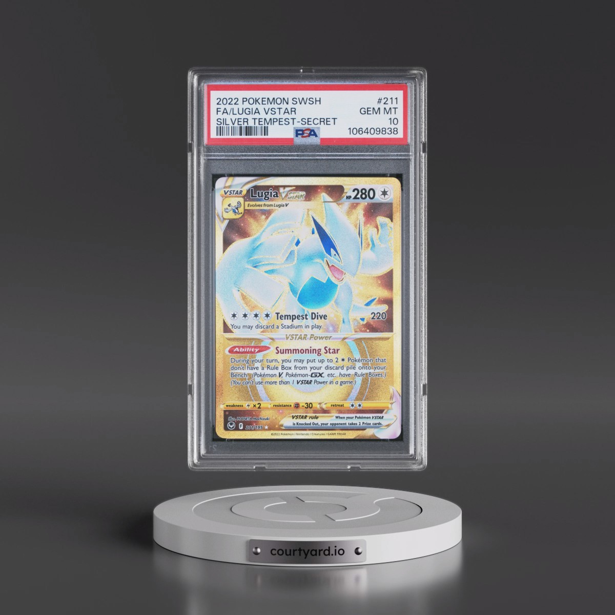 2022 Pokémon Sword & Shield Silver Tempest #211 Lugia Vstar - Full Art Secret (PSA 10 GEM MINT)