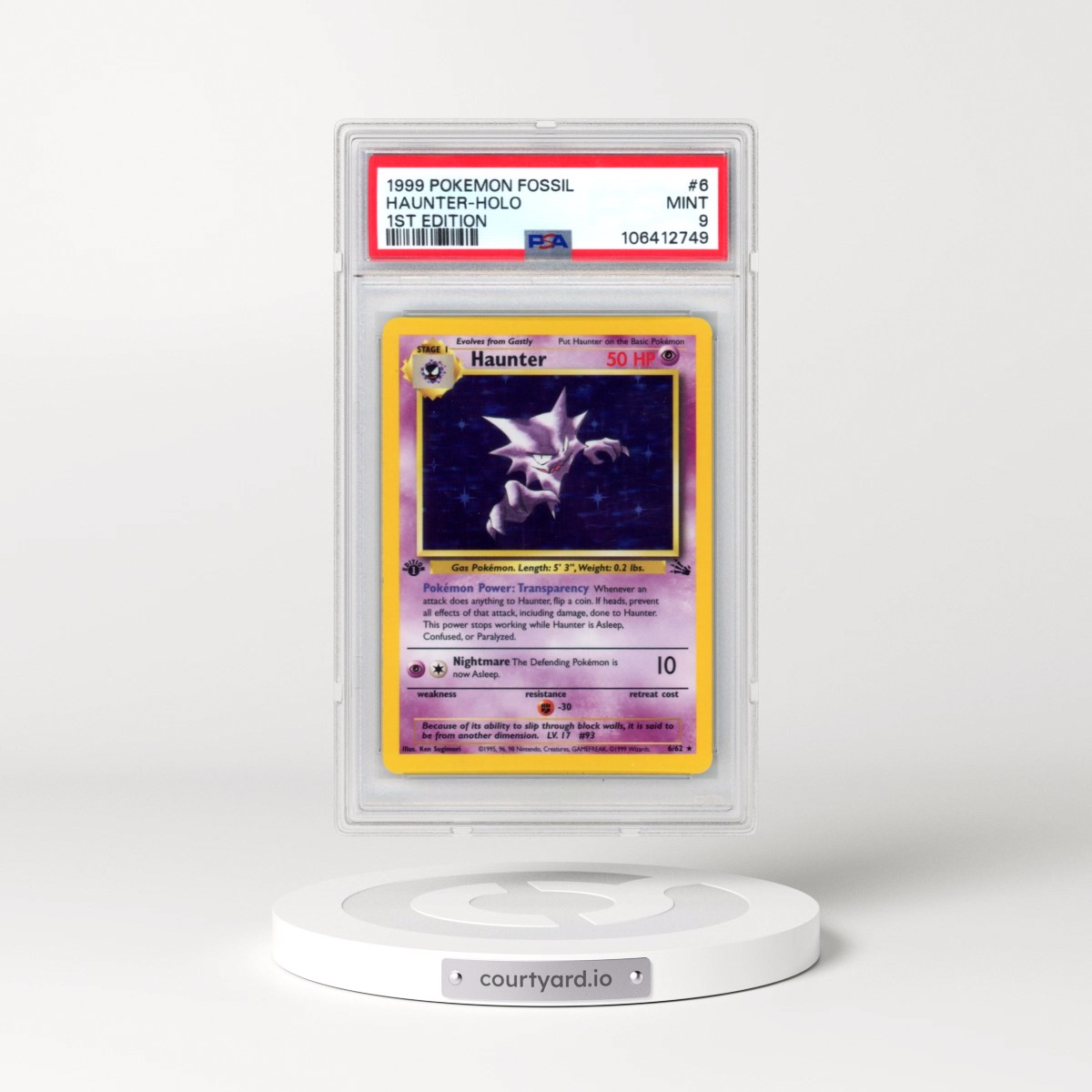 1999 Pokémon Fossil #6 Haunter - 1st Edition Holo (PSA 9 MINT)