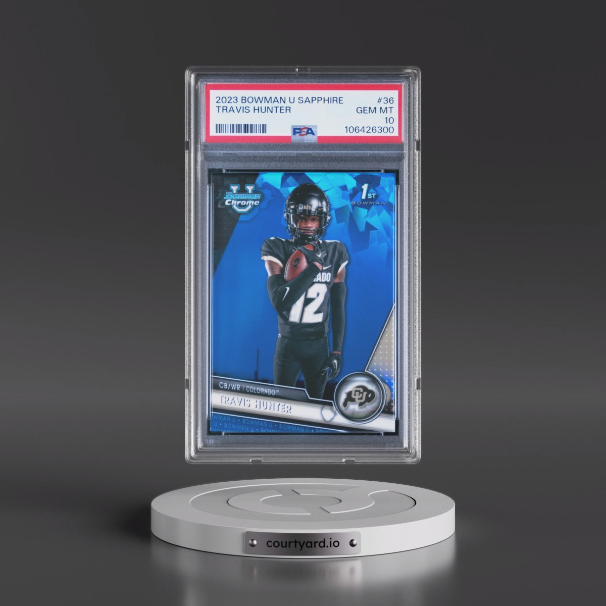 2023 Bowman University Chrome Sapphire Travis Hunter #36 PSA 10