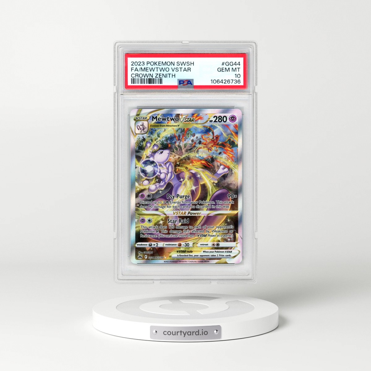 2023 Pokémon Sword and Shield Crown Zenith #GG44 Mewtwo Vstar - Full Art (PSA 10 GEM MINT)