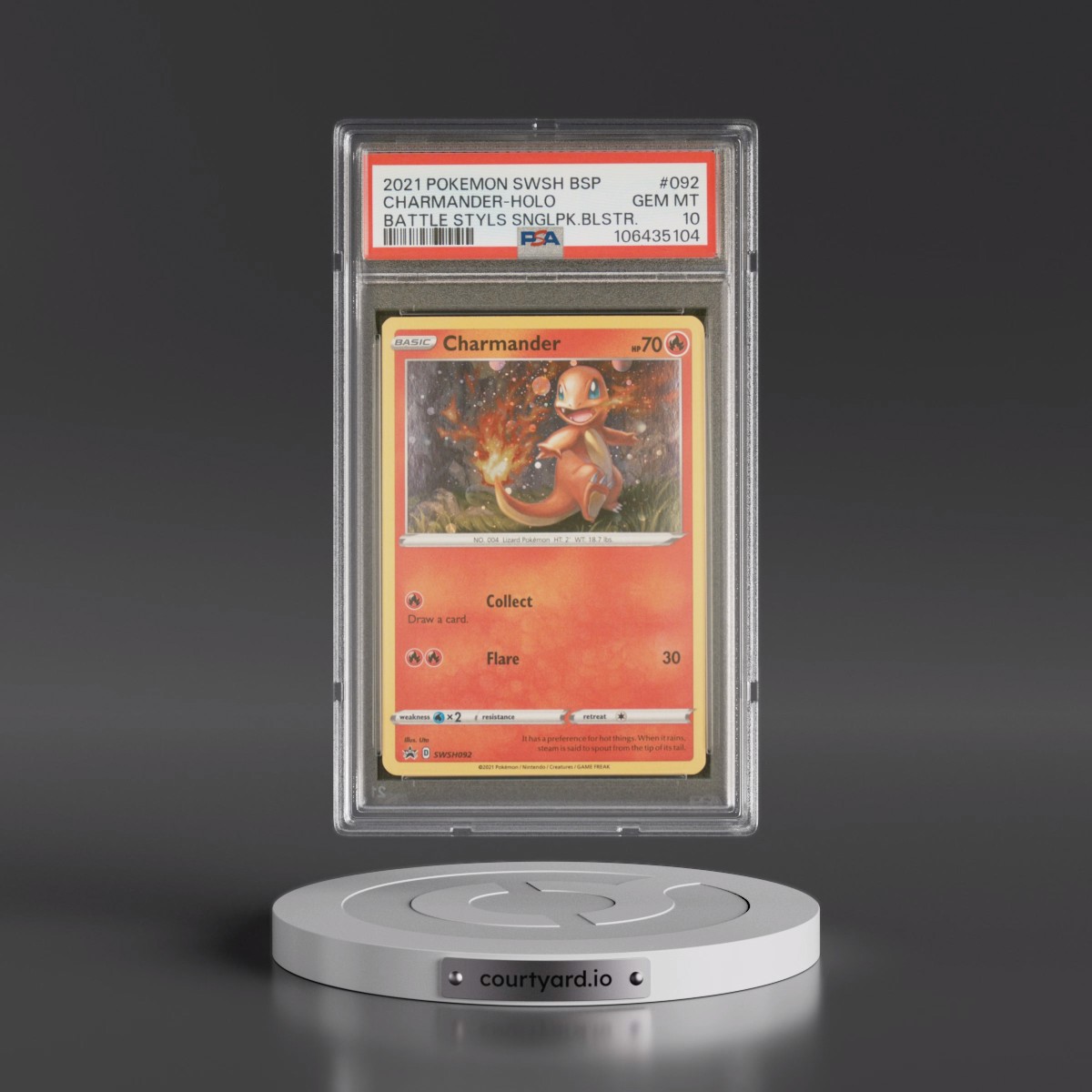 2021 Pokémon Swsh Black Star Promo #092 Charmander - Holo Battle Styles Single Pack Blister (PSA 10 GEM MINT)