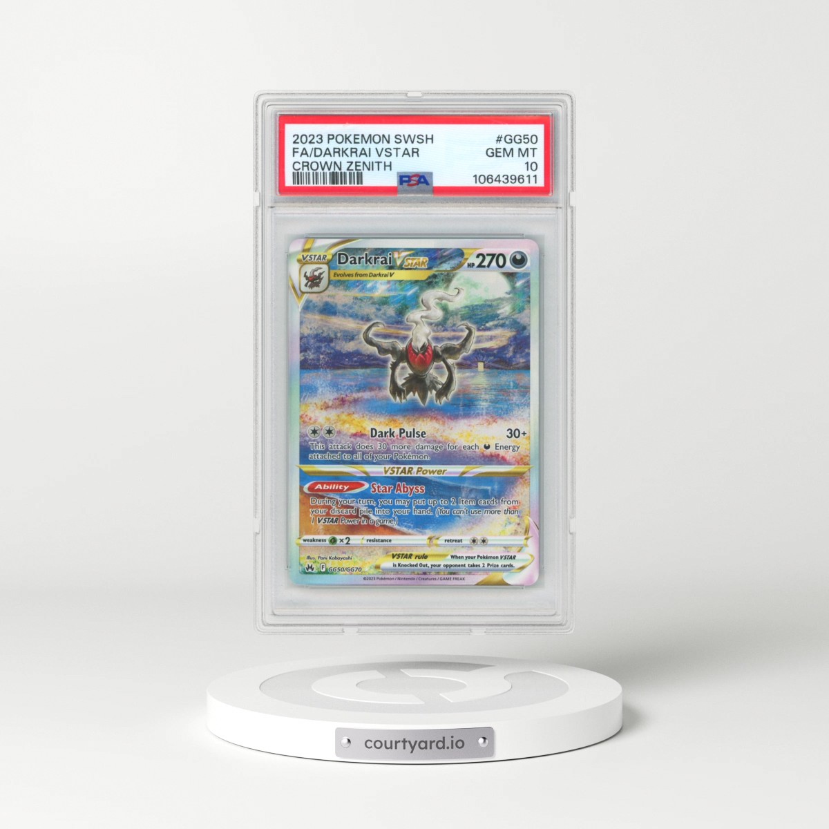 2023 Pokémon Sword and Shield Crown Zenith #GG50 Darkrai Vstar - Full Art (PSA 10 GEM MINT)