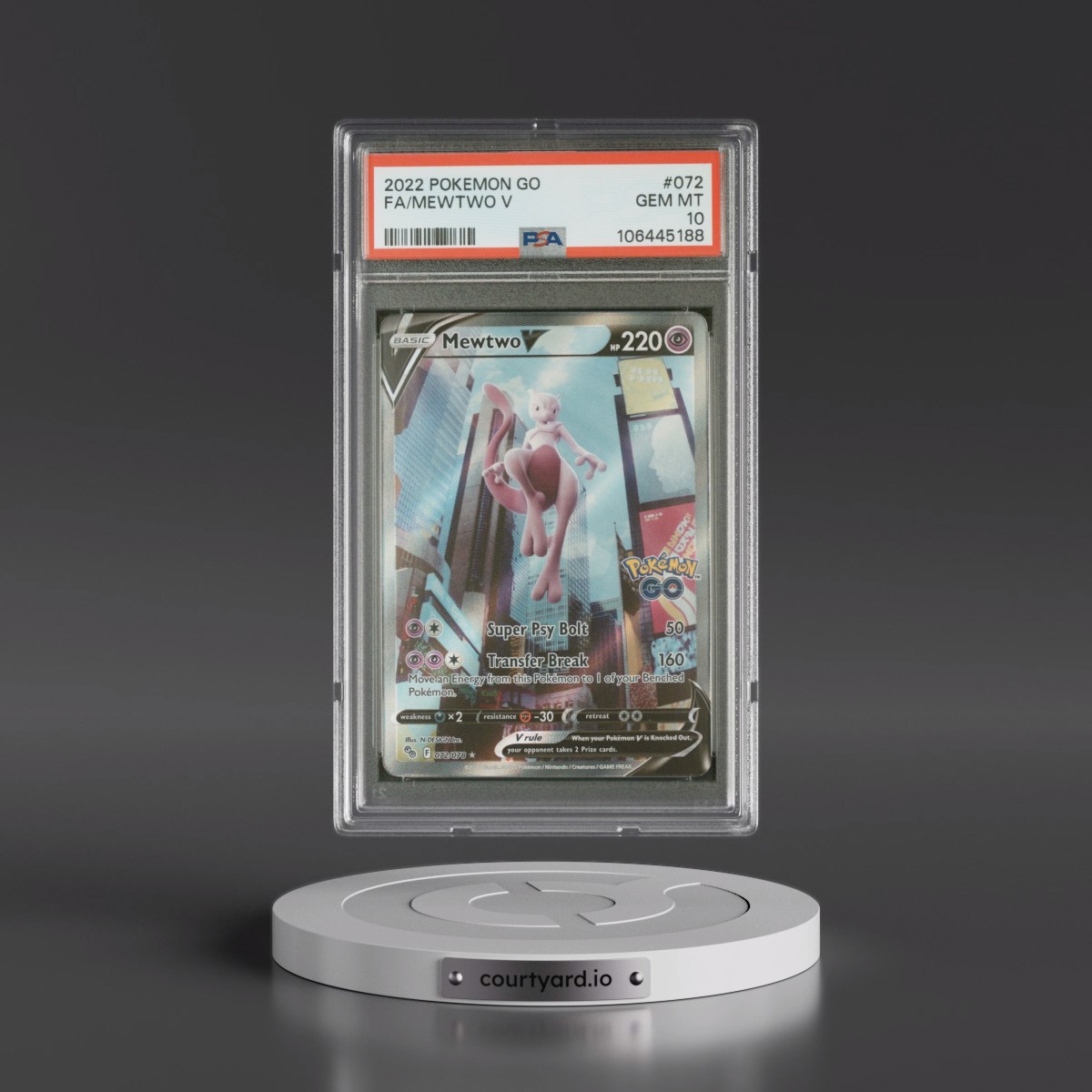 2022 Pokémon Go #072 Mewtwo V - Holo Full Art (PSA 10 GEM MINT)