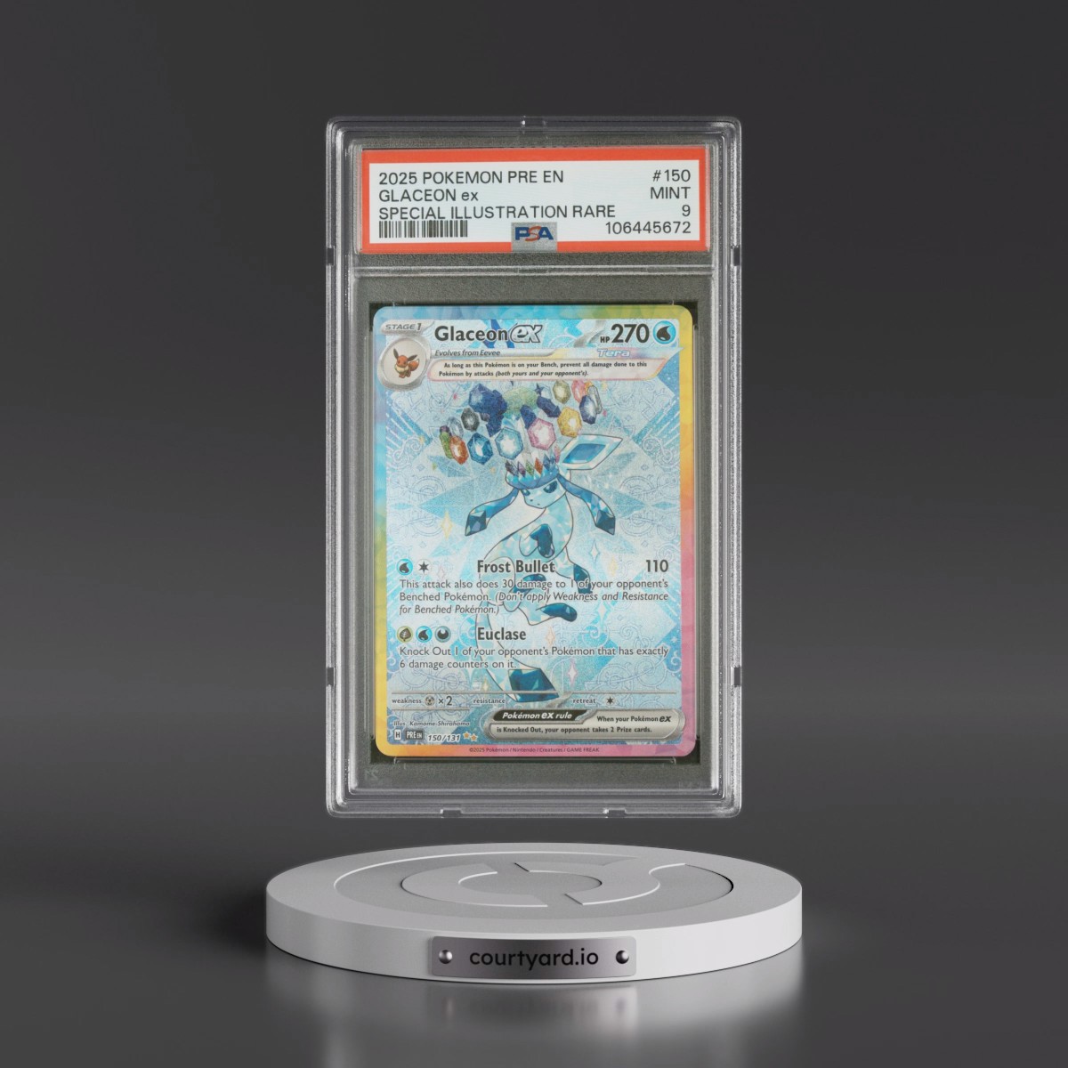 2025 Pokémon Pre EN-Prismatic Evolutions #150 Glaceon EX - Holo Special Illustration Rare (PSA 9 MINT)