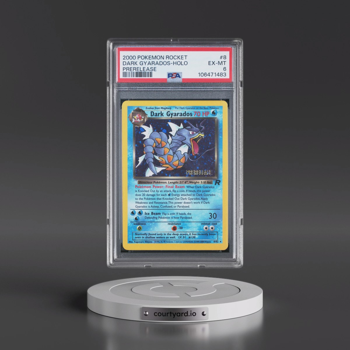 2000 Pokémon Rocket #8 Dark Gyarados - Holo Prerelease (PSA 6 EX-MT)