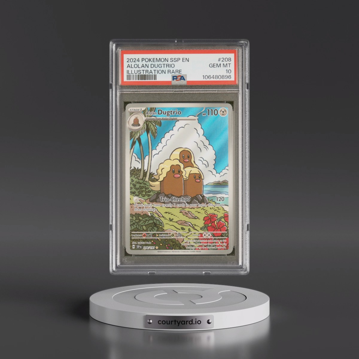 2024 Pokémon Ssp EN-Surging Sparks #208 Alolan Dugtrio - Illustration Rare (PSA 10 GEM MINT)