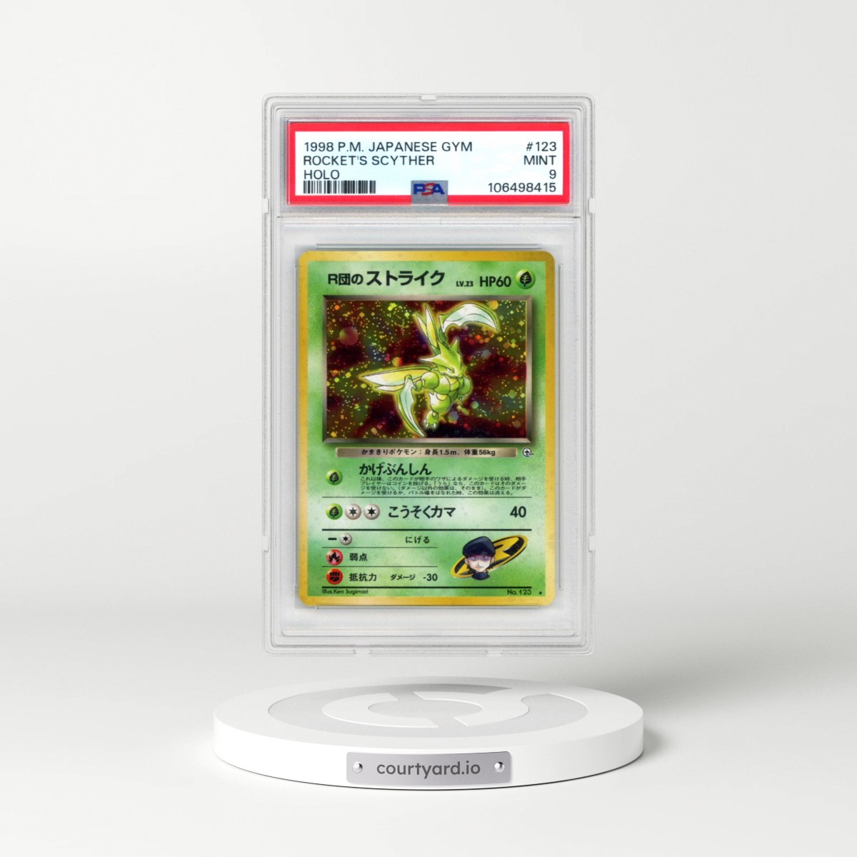 1998 Pokémon Gym #123 Rocket's Scyther - Holo (PSA 9 MINT)