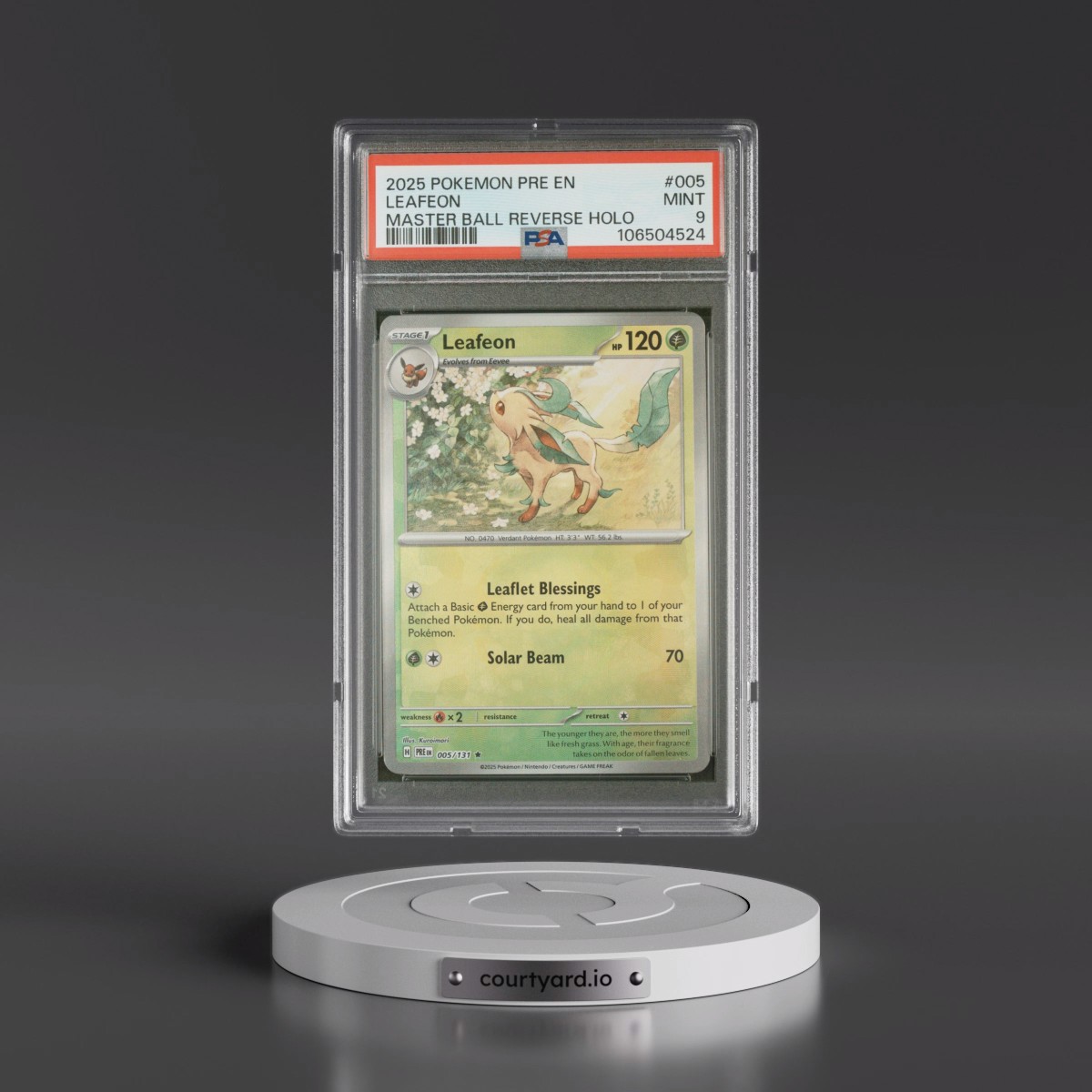 2025 Pokémon Pre EN-Prismatic Evolutions #005 Leafeon - Reverse Holo Master Ball (PSA 9 MINT)