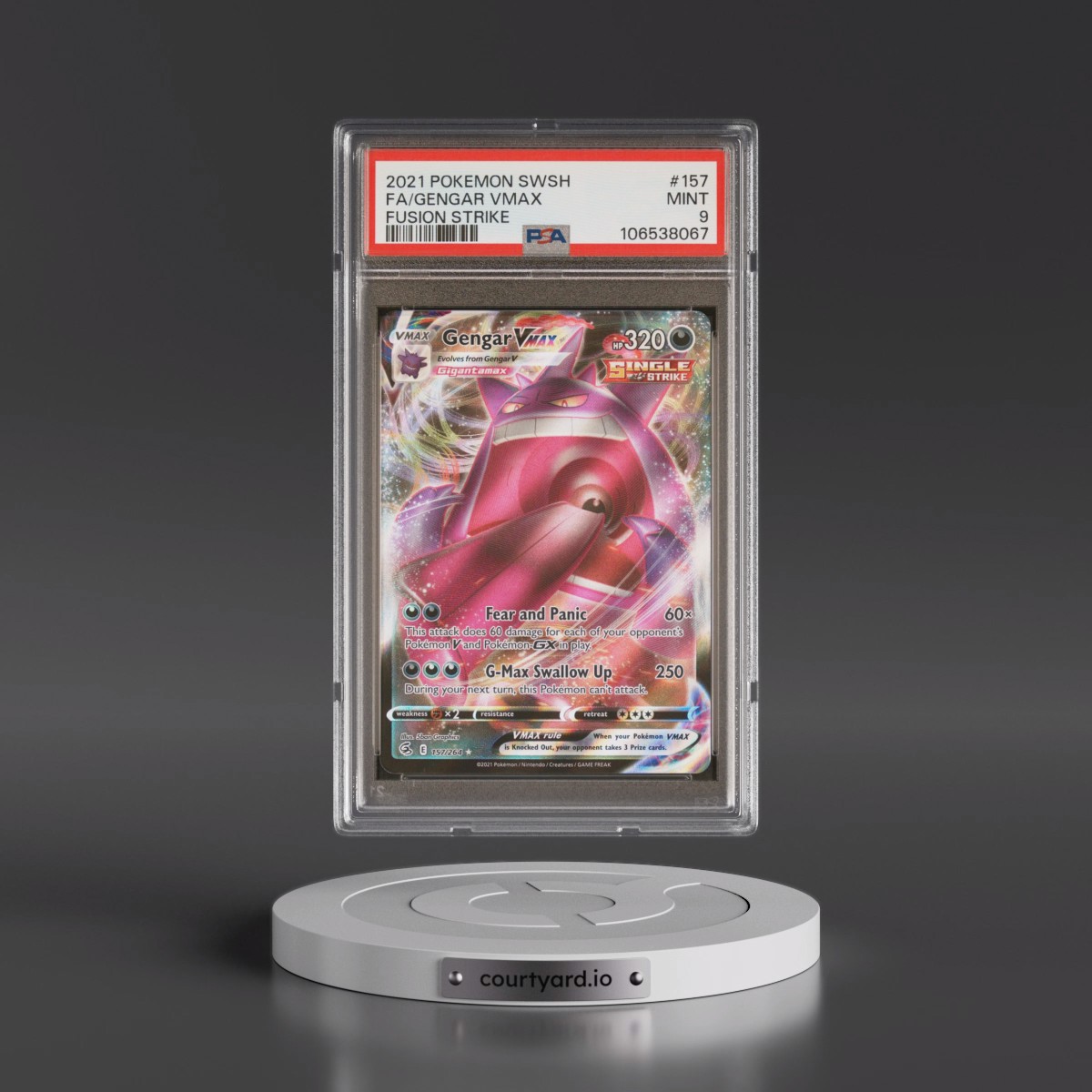 2021 Pokémon Sword & Shield Fusion Strike #157 Gengar Vmax - Full Art (PSA 9 MINT)