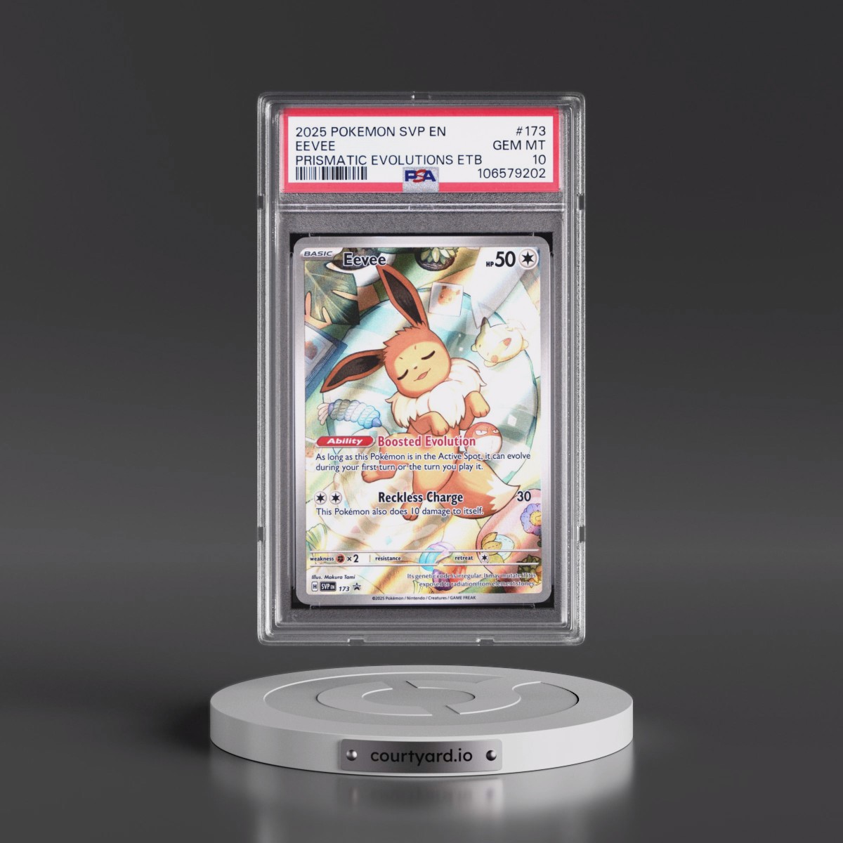 2025 Pokémon Svp EN-SV Black Star Promo #173 Eevee - Prismatic Evolutions Elite Trainer Box (PSA 10 GEM MINT)