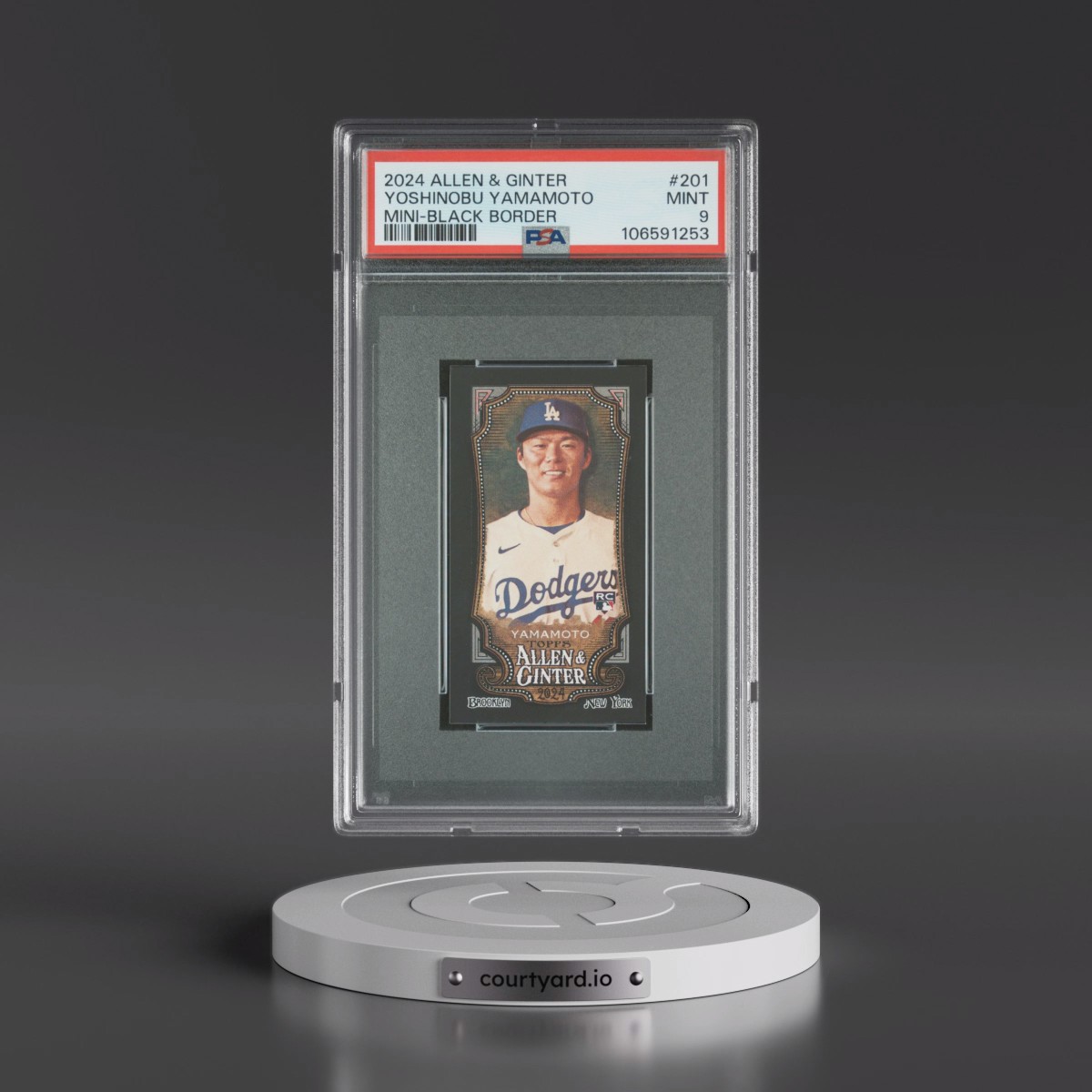 2024 Topps Allen & Ginter Yoshinobu Yamamoto - Mini-Black Border #201 PSA 9