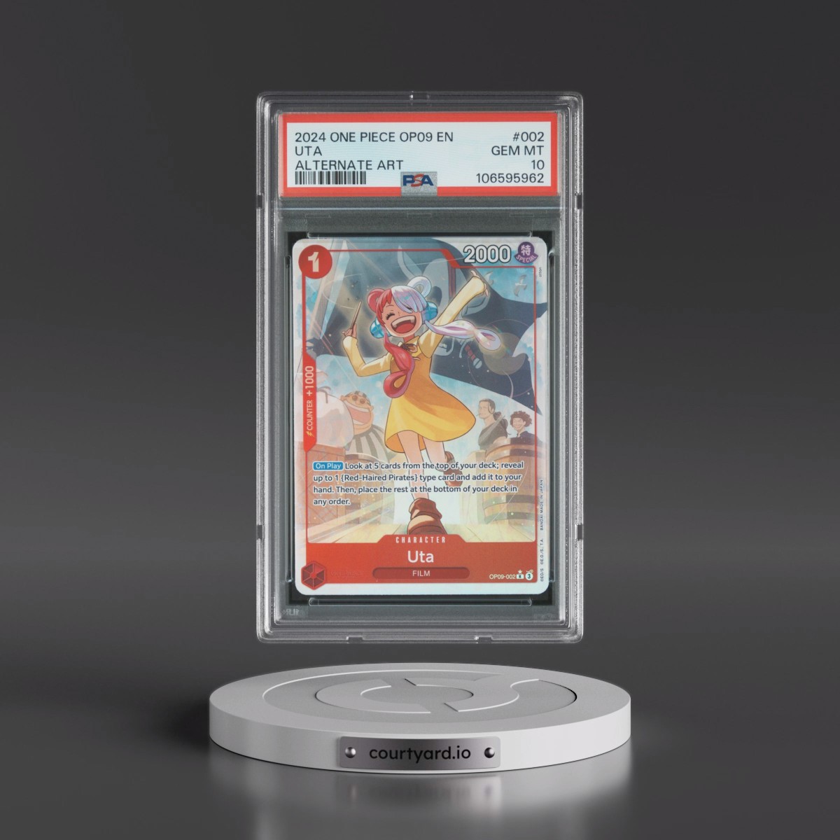 2024 One Piece OP09-Emperors in the New World #002 Uta - Alternate Art (PSA 10 GEM MINT)