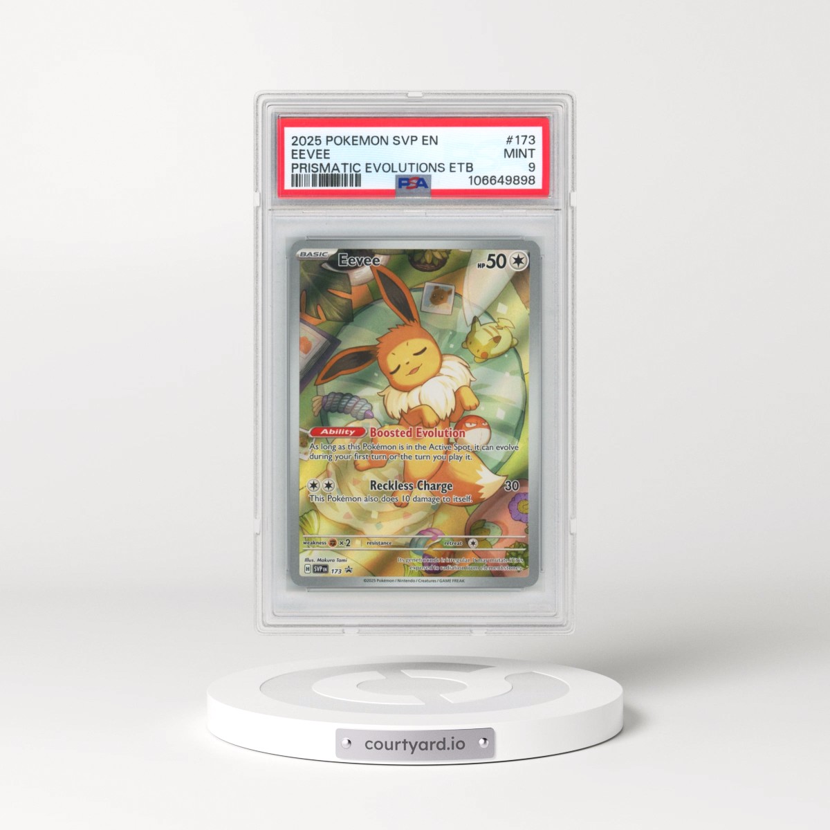 2025 Pokémon Svp EN-SV Black Star Promo #173 Eevee - Prismatic Evolutions Elite Trainer Box (PSA 9 MINT)