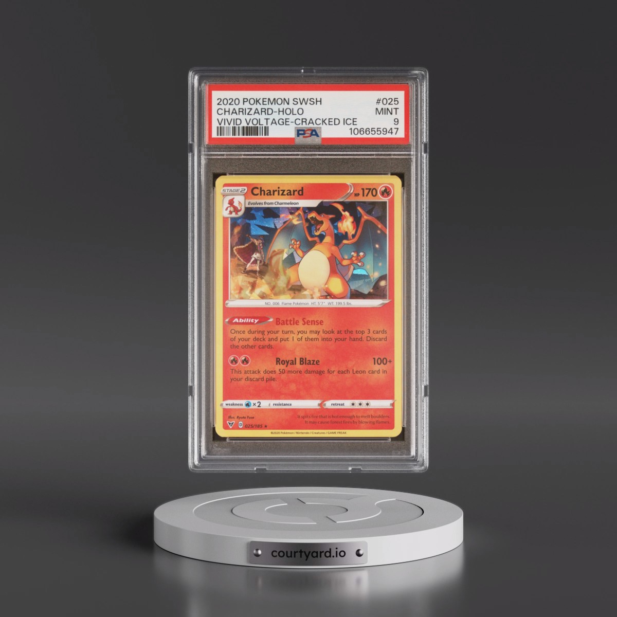 2020 Pokémon Sword & Shield Vivid Voltage #025 Charizard - Holo Cracked Ice (PSA 9 MINT)