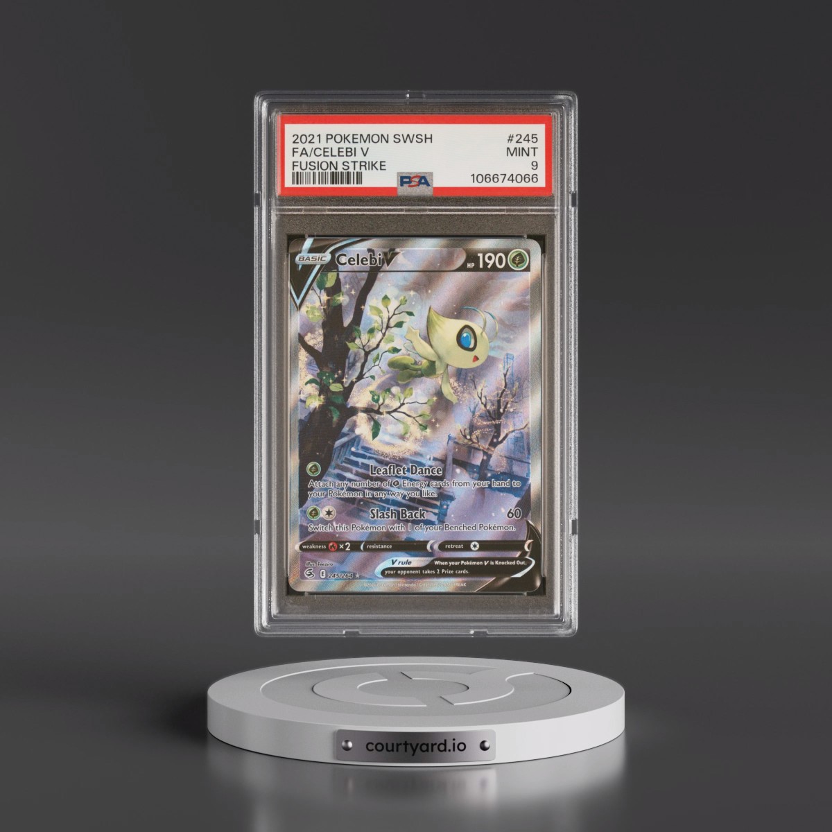 2021 Pokémon Sword & Shield Fusion Strike #245 Celebi V - Holo Full Art (PSA 9 MINT)