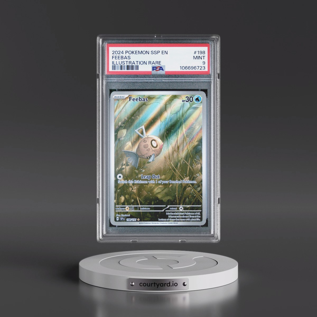 2024 Pokémon Ssp EN-Surging Sparks #198 Feebas - Illustration Rare (PSA 9 MINT)