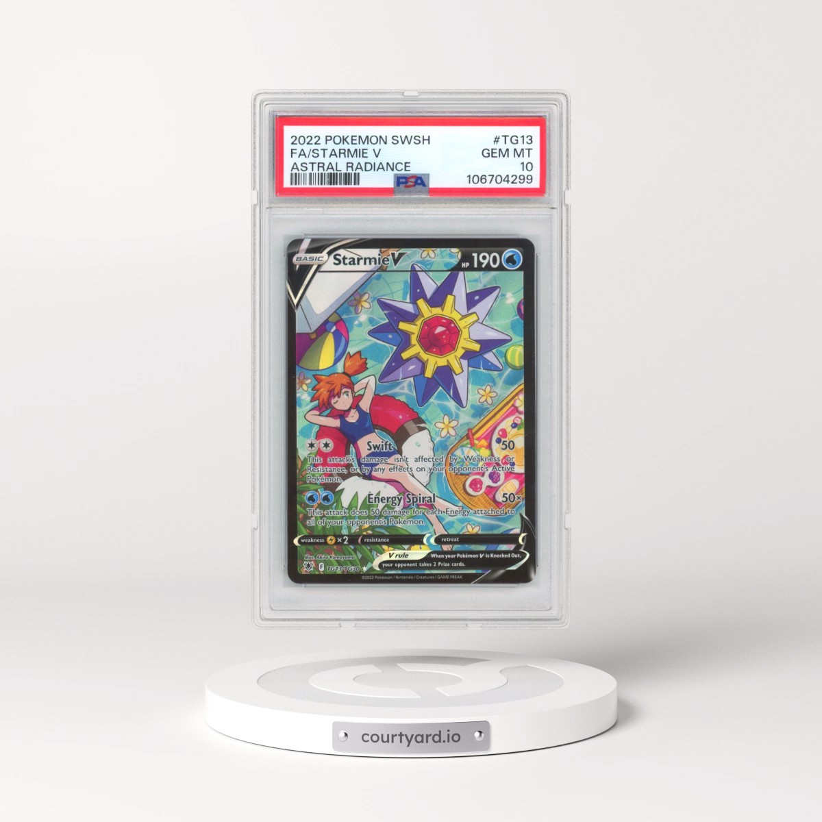 2022 Pokémon Sword & Shield Astral Radiance #TG13 Starmie V - Holo Full Art (PSA 10 GEM MINT)