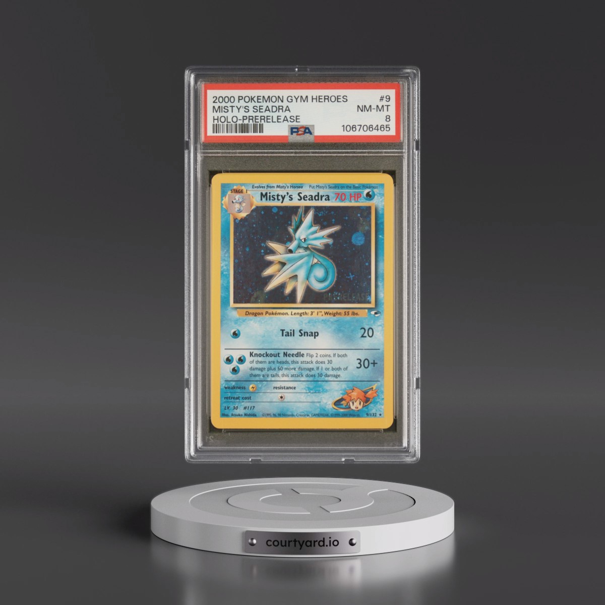 2000 Pokémon Gym Heroes #9 Misty's Seadra - Holo-Prerelease (PSA 8 NM-MT)