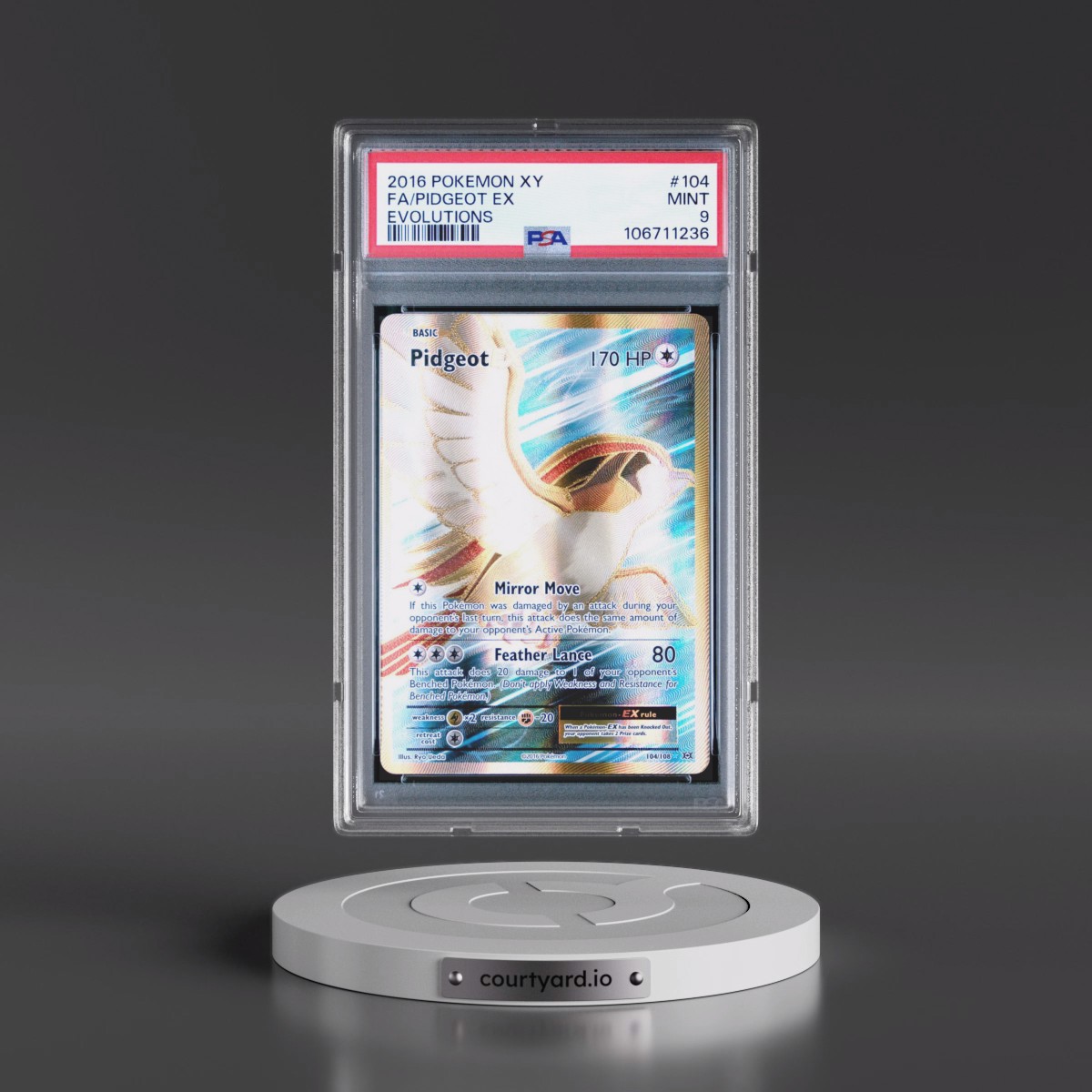 2016 Pokémon XY Evolutions #104 Pidgeot EX - Holo Full Art (PSA 9 MINT)