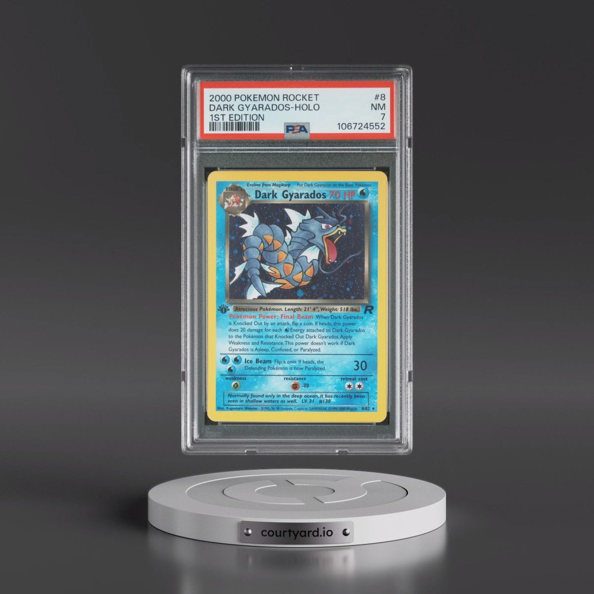 2000 Pokémon Rocket #8 Dark Gyarados - 1st Edition Holo (PSA 7 NM)