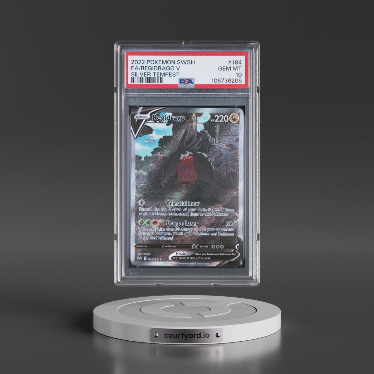 2022 Pokémon Sword & Shield Silver Tempest #184 Regidrago V - Holo Full Art (PSA 10 GEM MINT)