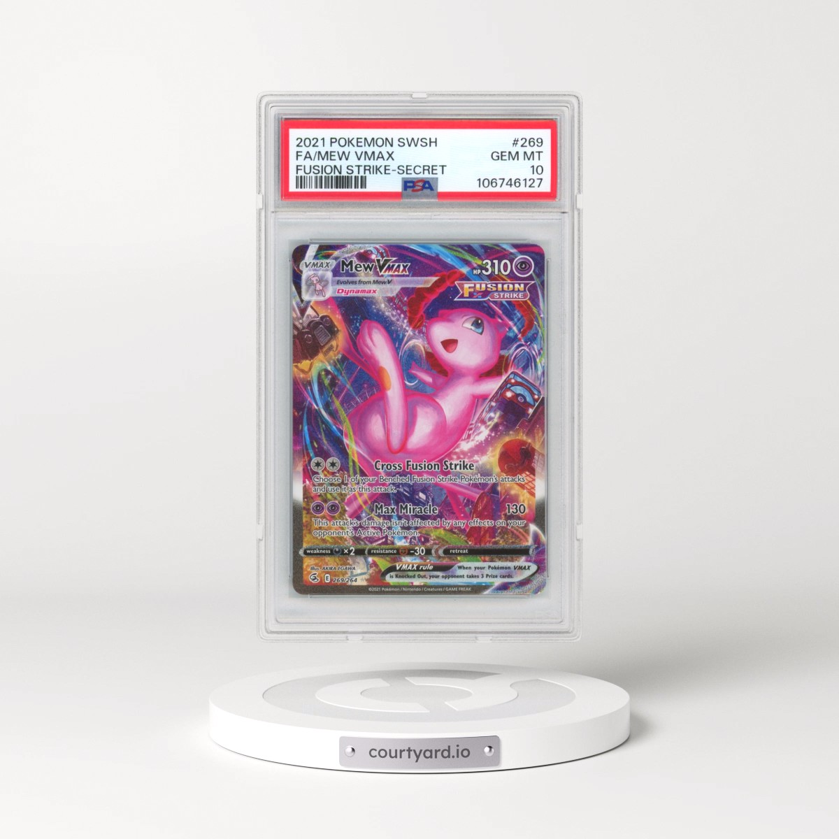 2021 Pokémon Sword & Shield Fusion Strike #269 Mew Vmax - Full Art Secret (PSA 10 GEM MINT)