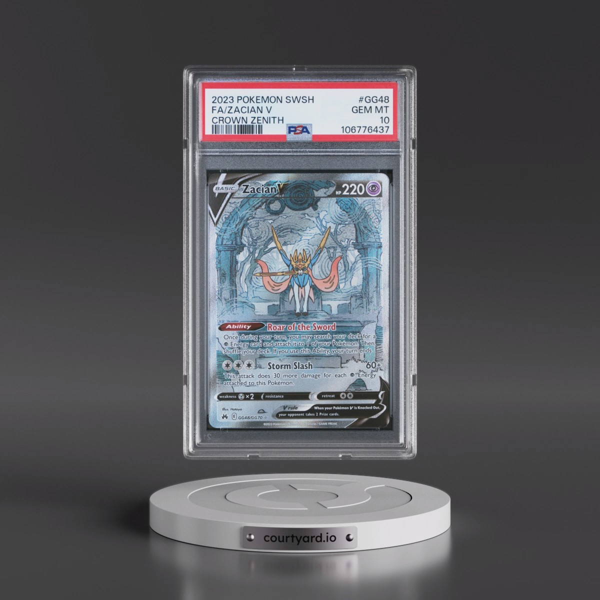 2023 Pokémon Sword and Shield Crown Zenith #GG48 Zacian V - Holo Full Art (PSA 10 GEM MINT)