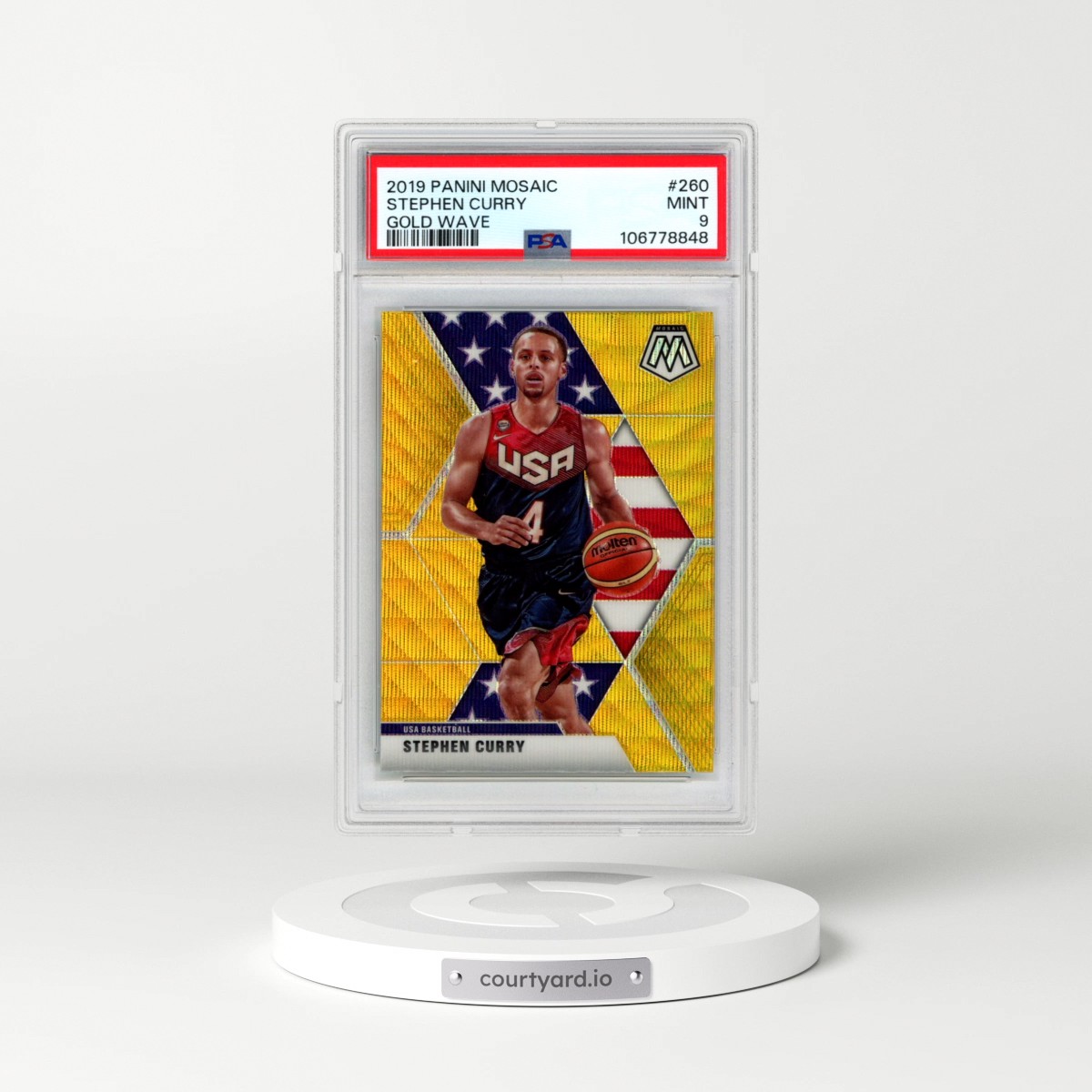 2019 Panini Mosaic #260 Stephen Curry - Gold Wave (PSA 9 MINT)