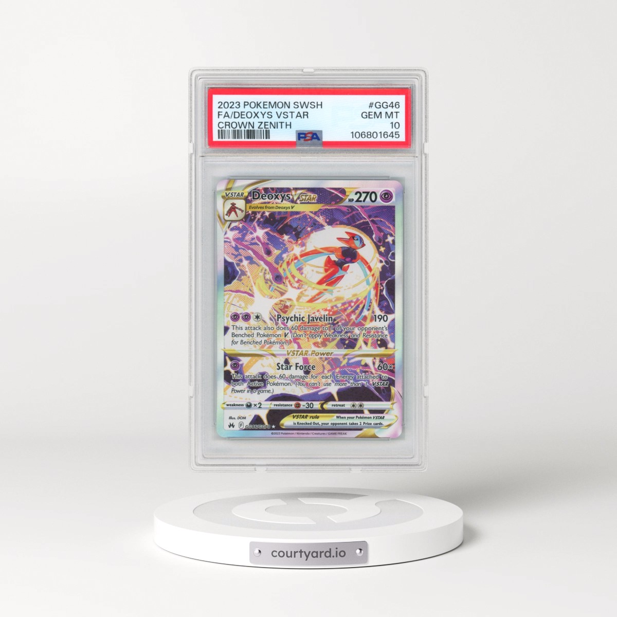 2023 Pokémon Sword and Shield Crown Zenith #GG46 Deoxys Vstar - Full Art (PSA 10 GEM MINT)