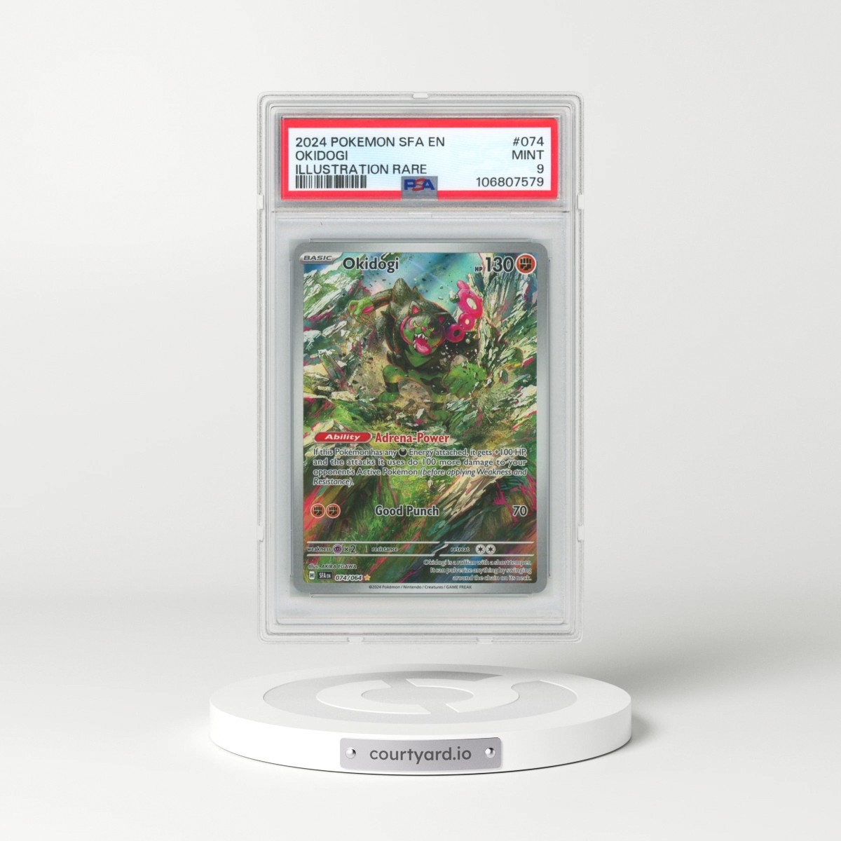 2024 Pokémon Sfa EN-Shrouded Fable #074 Okidogi - Illustration Rare (PSA 9 MINT)