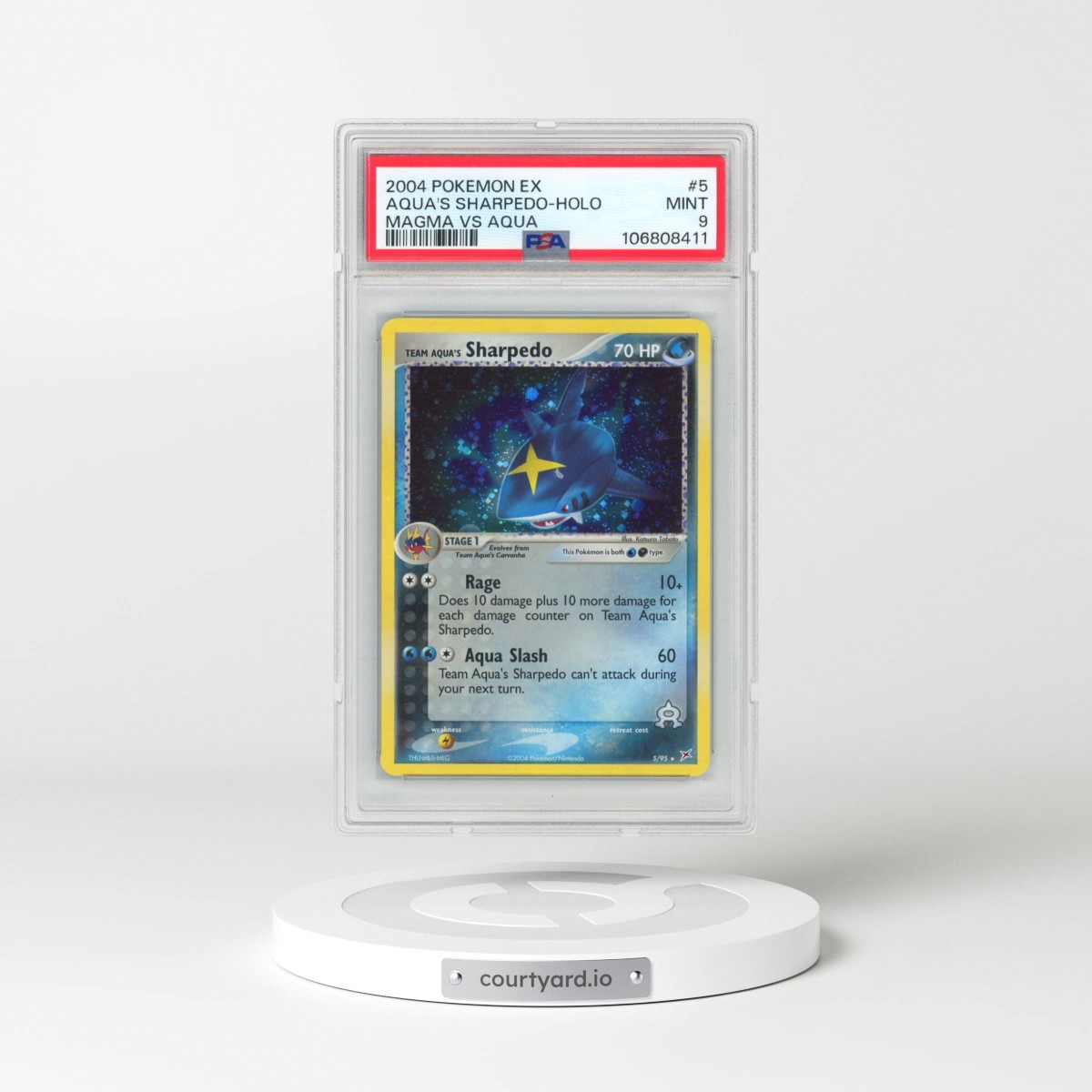 2004 Pokémon EX Team Magma VS Team Aqua #5 Team Aqua's Sharpedo - Holo (PSA 9 MINT)