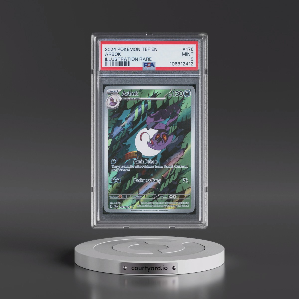2024 Pokémon Tef EN-Temporal Forces #176 Arbok - Illustration Rare (PSA 9 MINT)