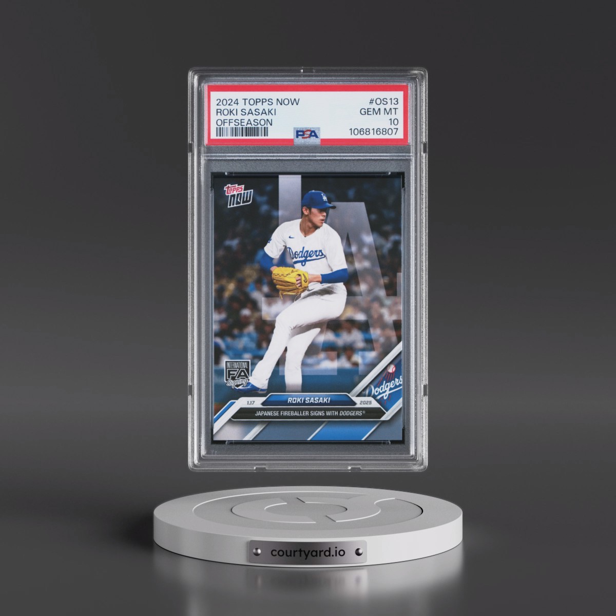 2024 Topps Now Offseason #OS13 Roki Sasaki (PSA 10 GEM MINT)