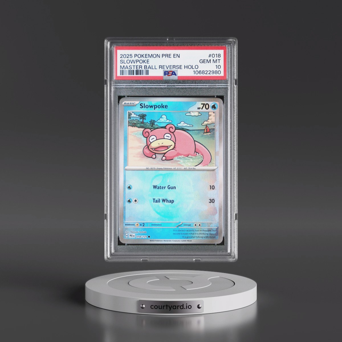2025 Pokémon Pre EN-Prismatic Evolutions #018 Slowpoke - Reverse Holo Master Ball (PSA 10 GEM MINT)
