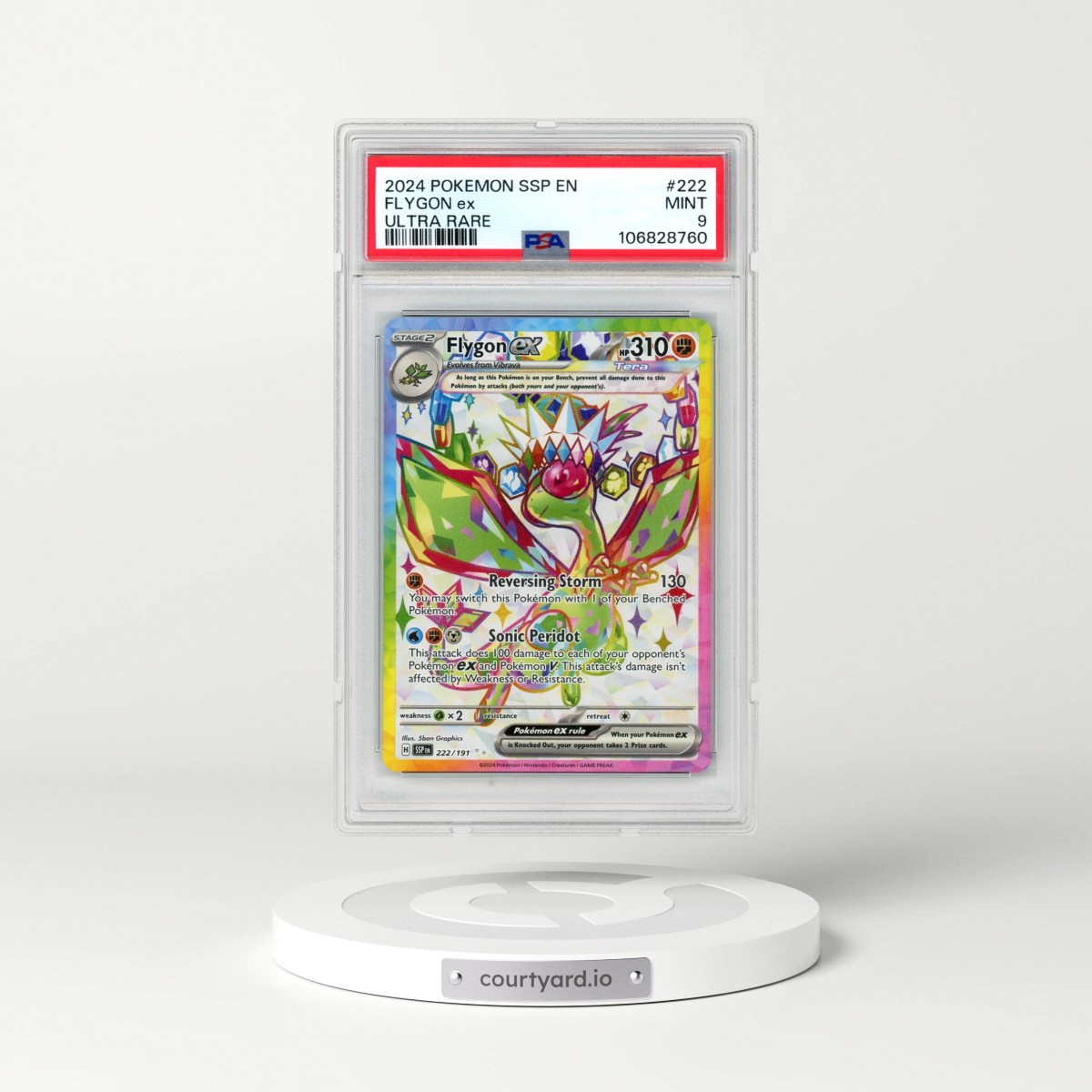 2024 Pokémon Ssp EN-Surging Sparks #222 Flygon EX - Holo Ultra Rare (PSA 9 MINT)