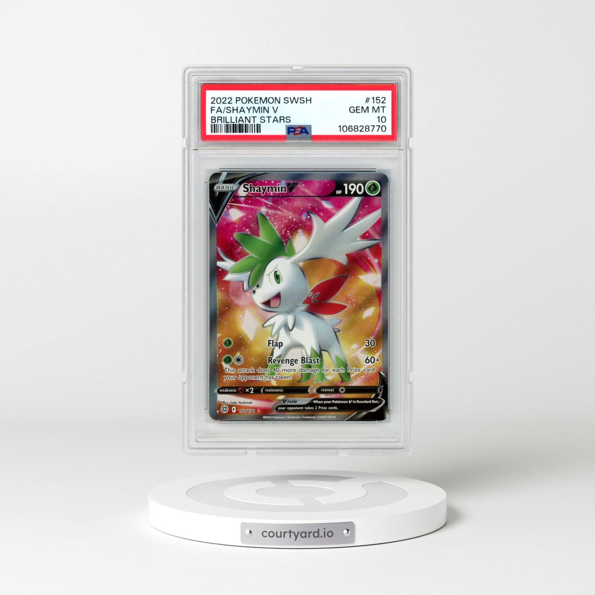 2022 Pokémon Sword & Shield Brilliant Stars #152 Shaymin V - Holo Full Art (PSA 10 GEM MINT)