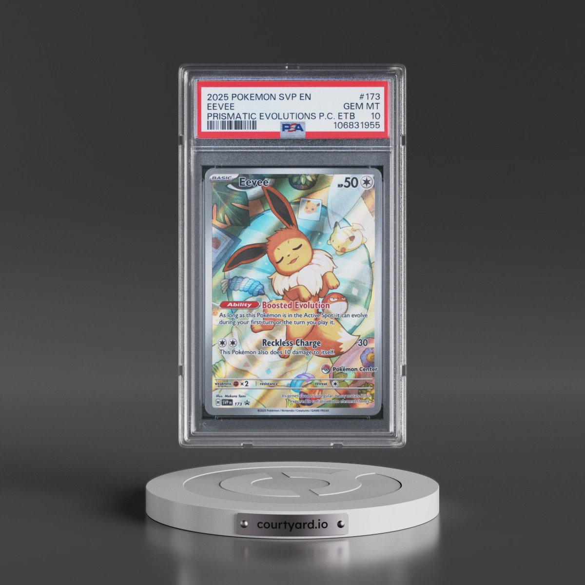 2025 Pokémon Svp EN-SV Black Star Promo Eevee - Prismatic Evolutions Pokemon Center Elite Trainer Box #173 PSA 10
