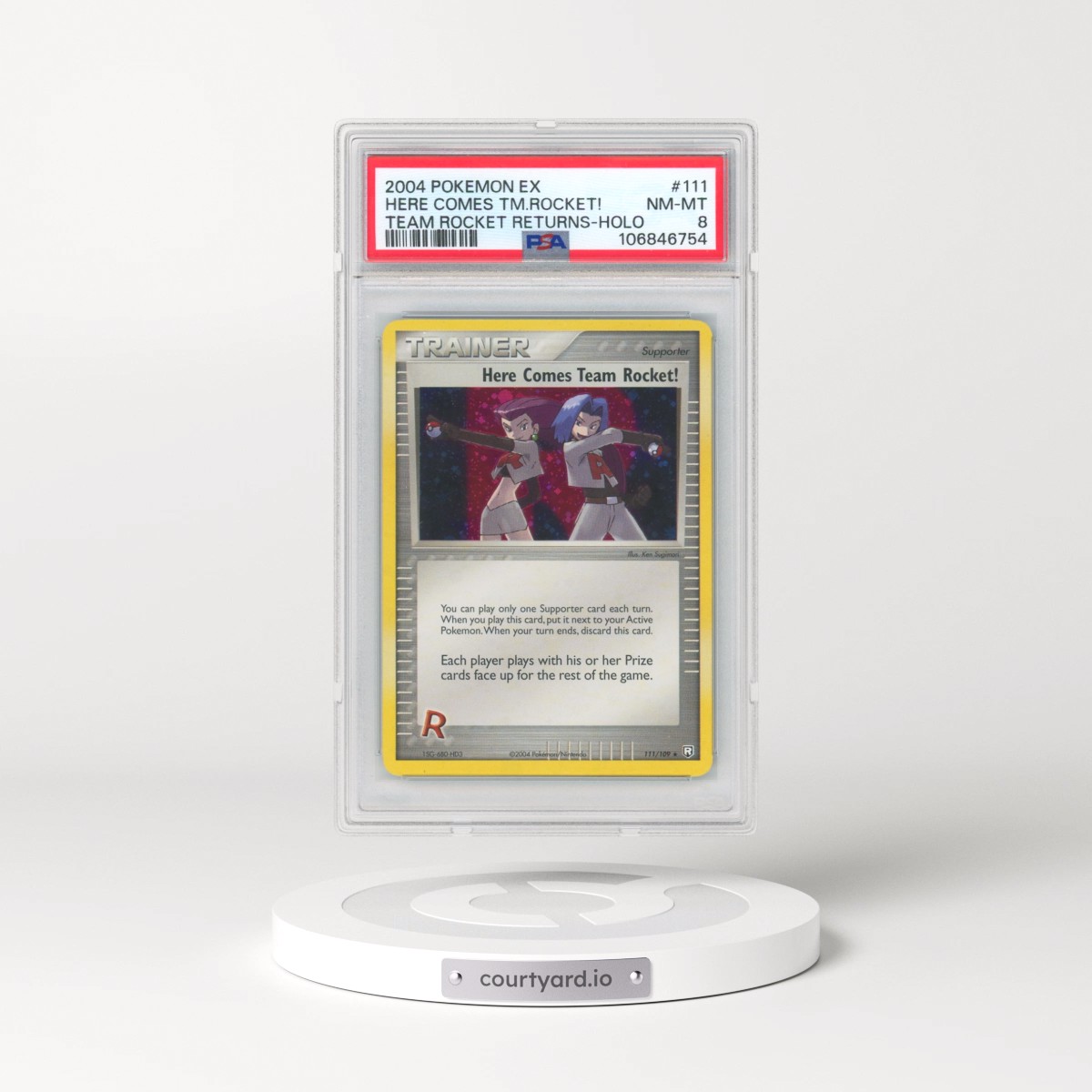 2004 Pokémon EX Team Rocket Returns #111 Here Comes Team Rocket! - Holo (PSA 8 NM-MT)