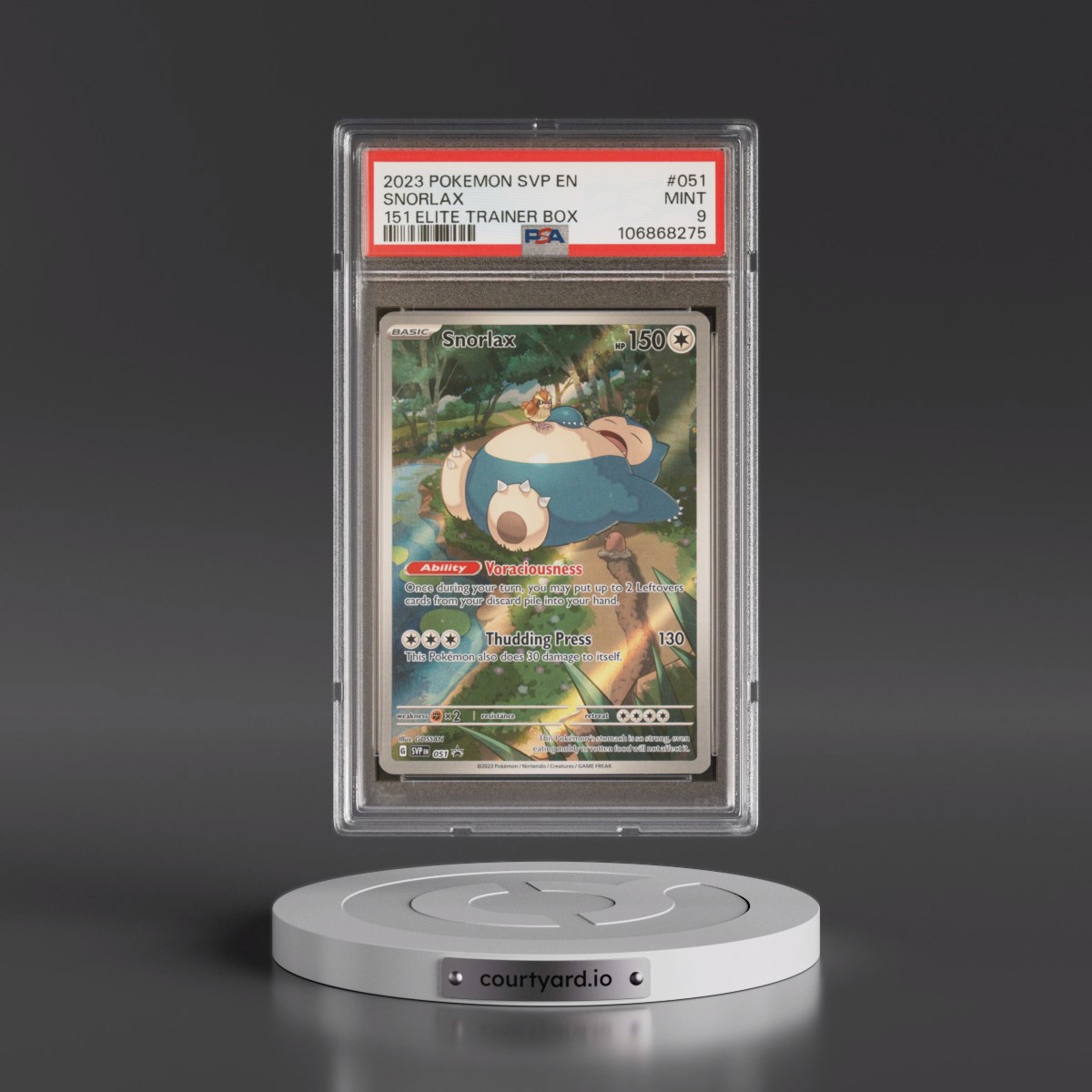 2023 Pokémon Svp EN-SV Black Star Promo #051 Snorlax - 151 Elite Trainer Box (PSA 9 MINT)