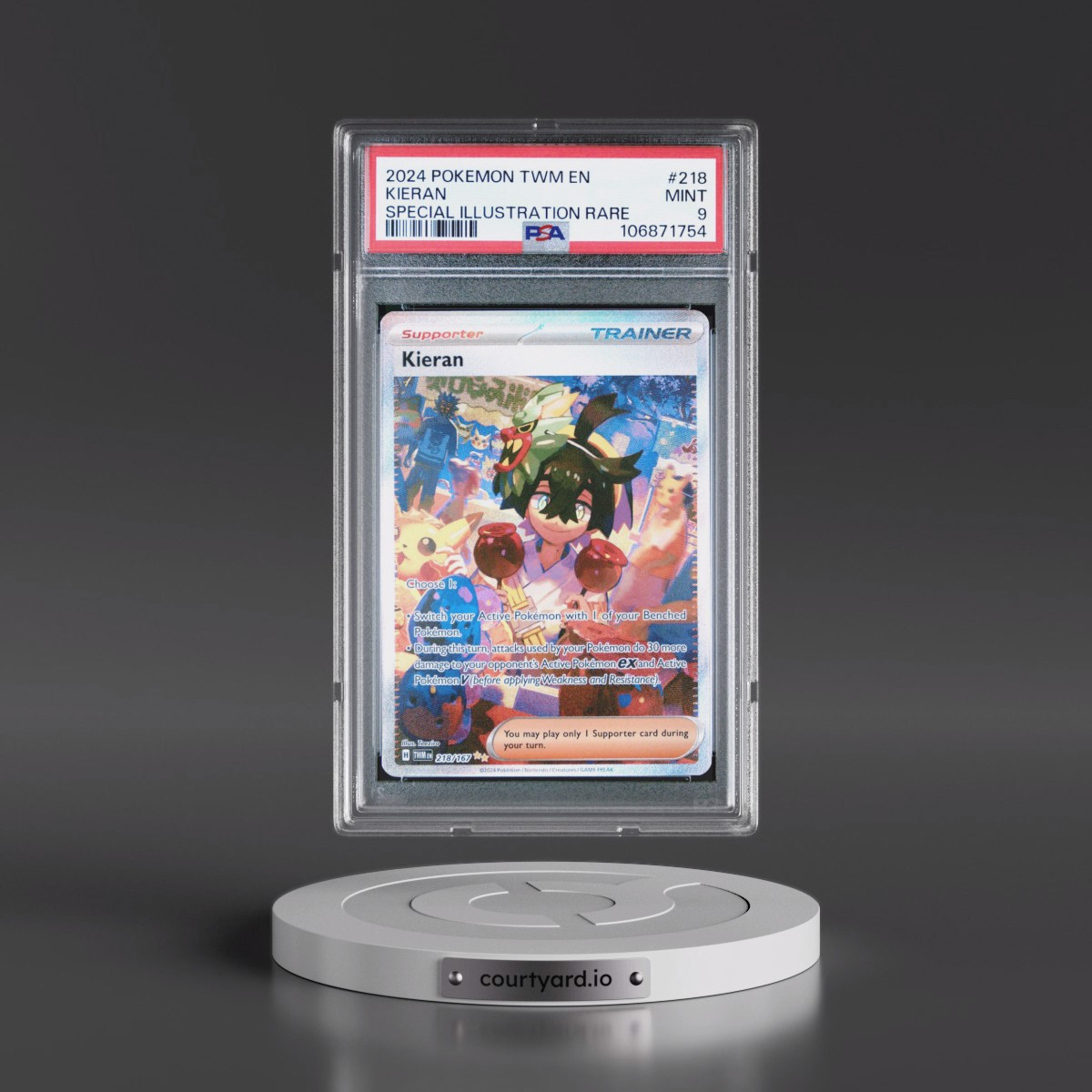 2024 Pokémon Twm EN-Twilight Masquerade #218 Kieran - Special Illustration Rare (PSA 9 MINT)