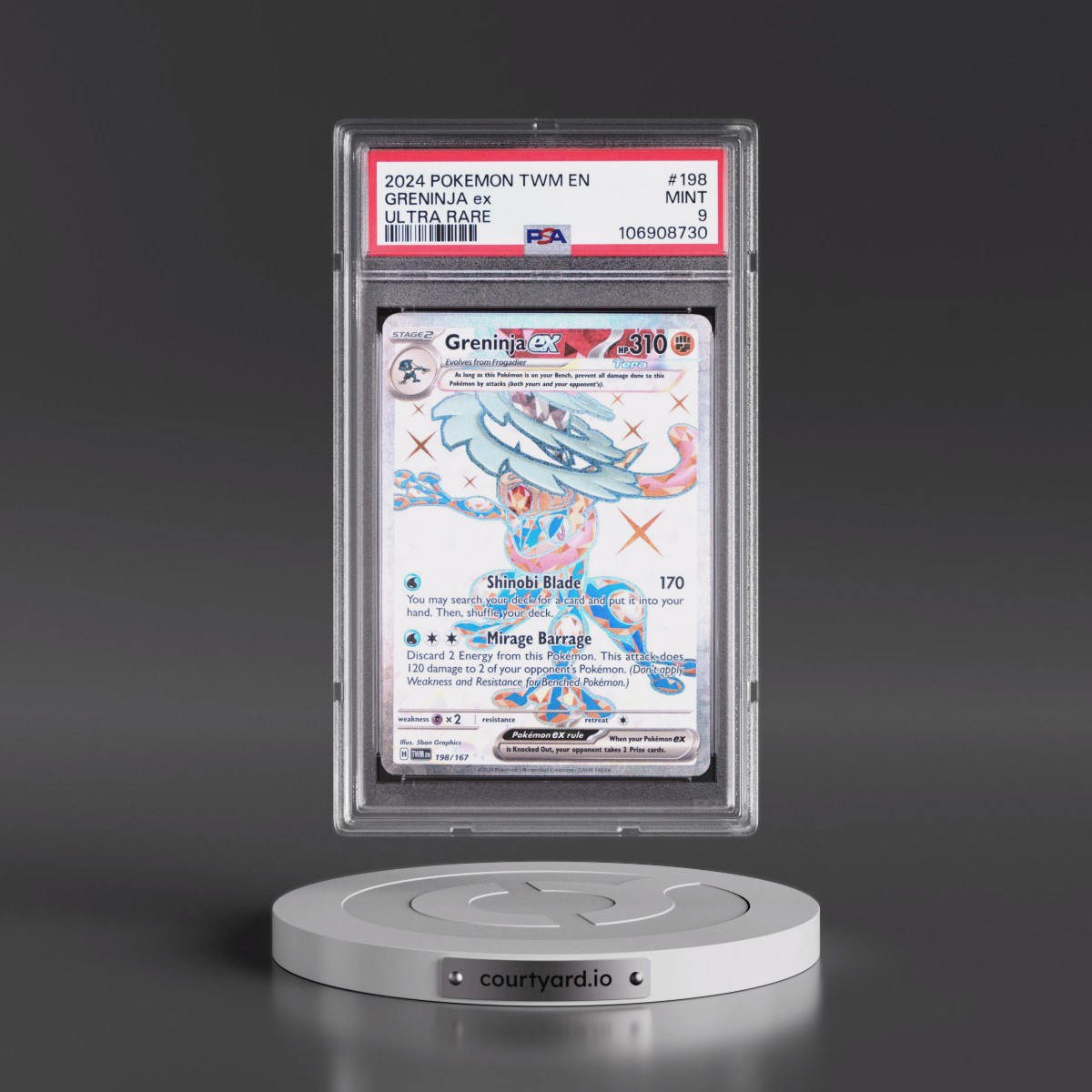 2024 Pokémon Twm EN-Twilight Masquerade #198 Greninja EX - Holo Ultra Rare (PSA 9 MINT)